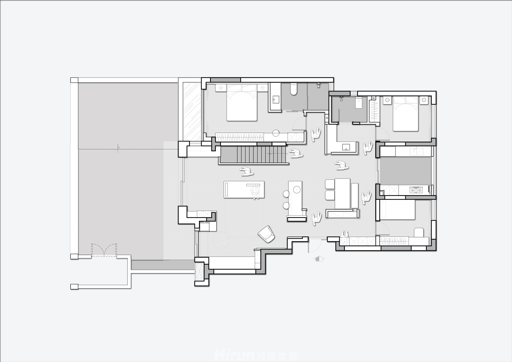 桃源里320㎡北歐之光別墅 裝修案例效果圖-3