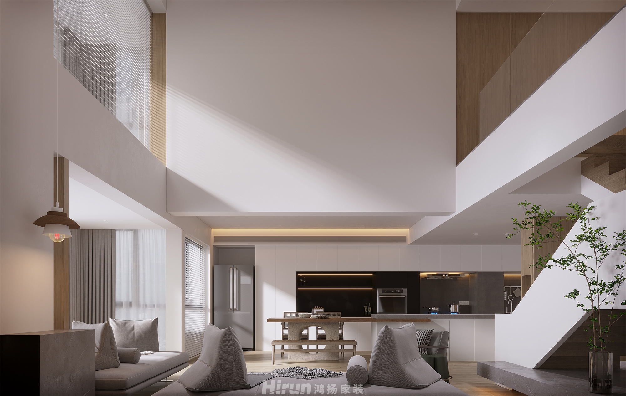 萬科紫臺240㎡北歐之光復式 裝修案例效果圖-8