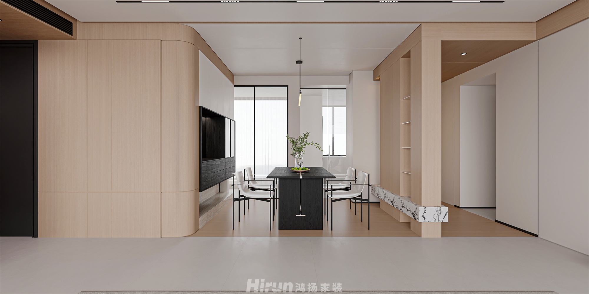 洋湖天序141㎡雅致現代三居室 裝修案例效果圖-3