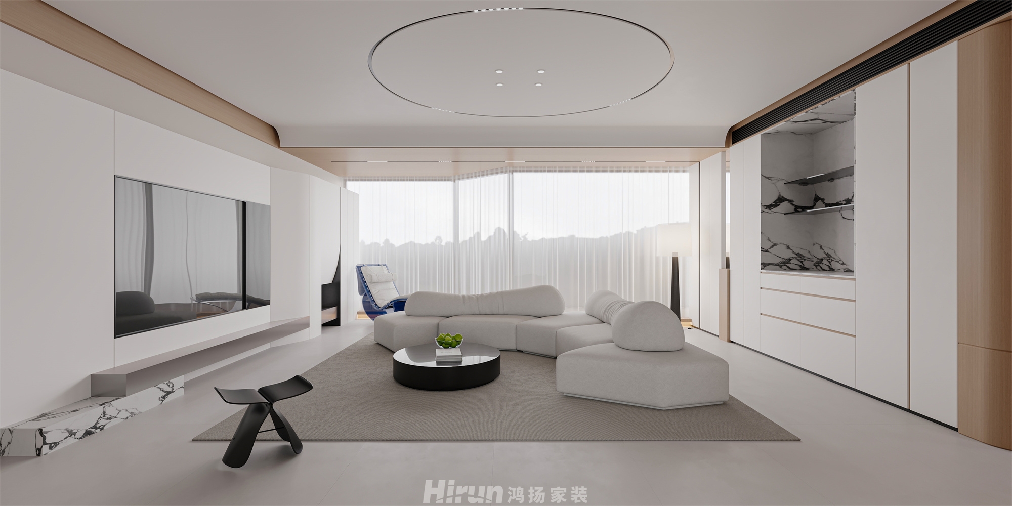 洋湖天序141㎡雅致現代三居室 裝修案例效果圖-2