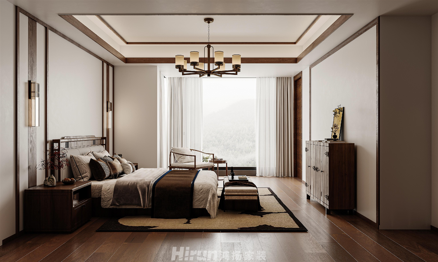 麓湖郡200㎡復合寫意四居室 裝修案例效果圖-2