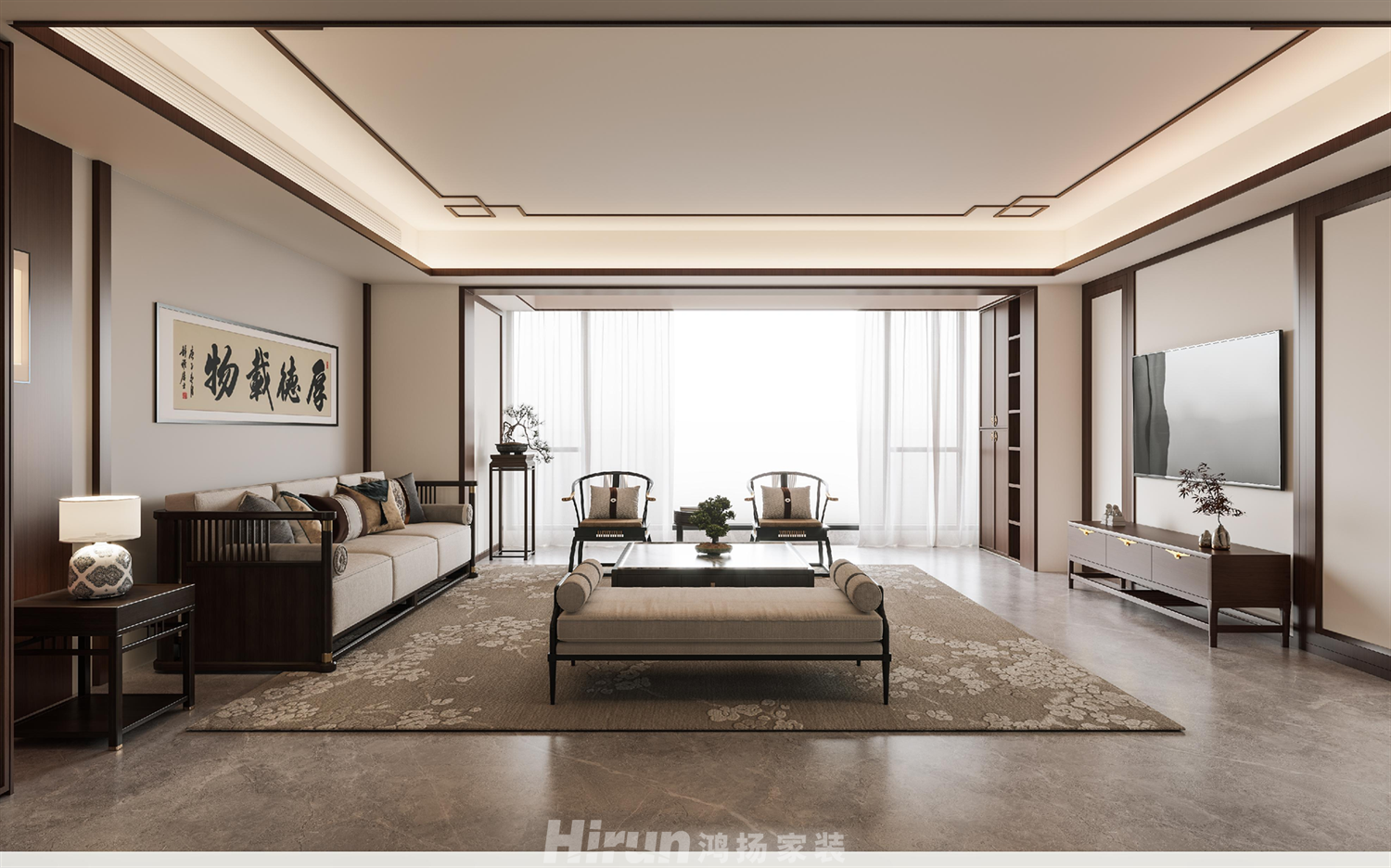 麓湖郡200㎡復合寫意四居室 裝修案例效果圖-5