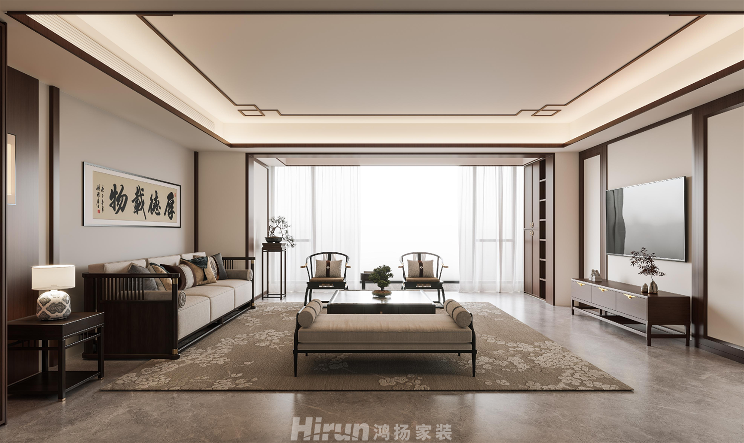 麓湖郡200㎡復合寫意四居室 裝修案例效果圖-4