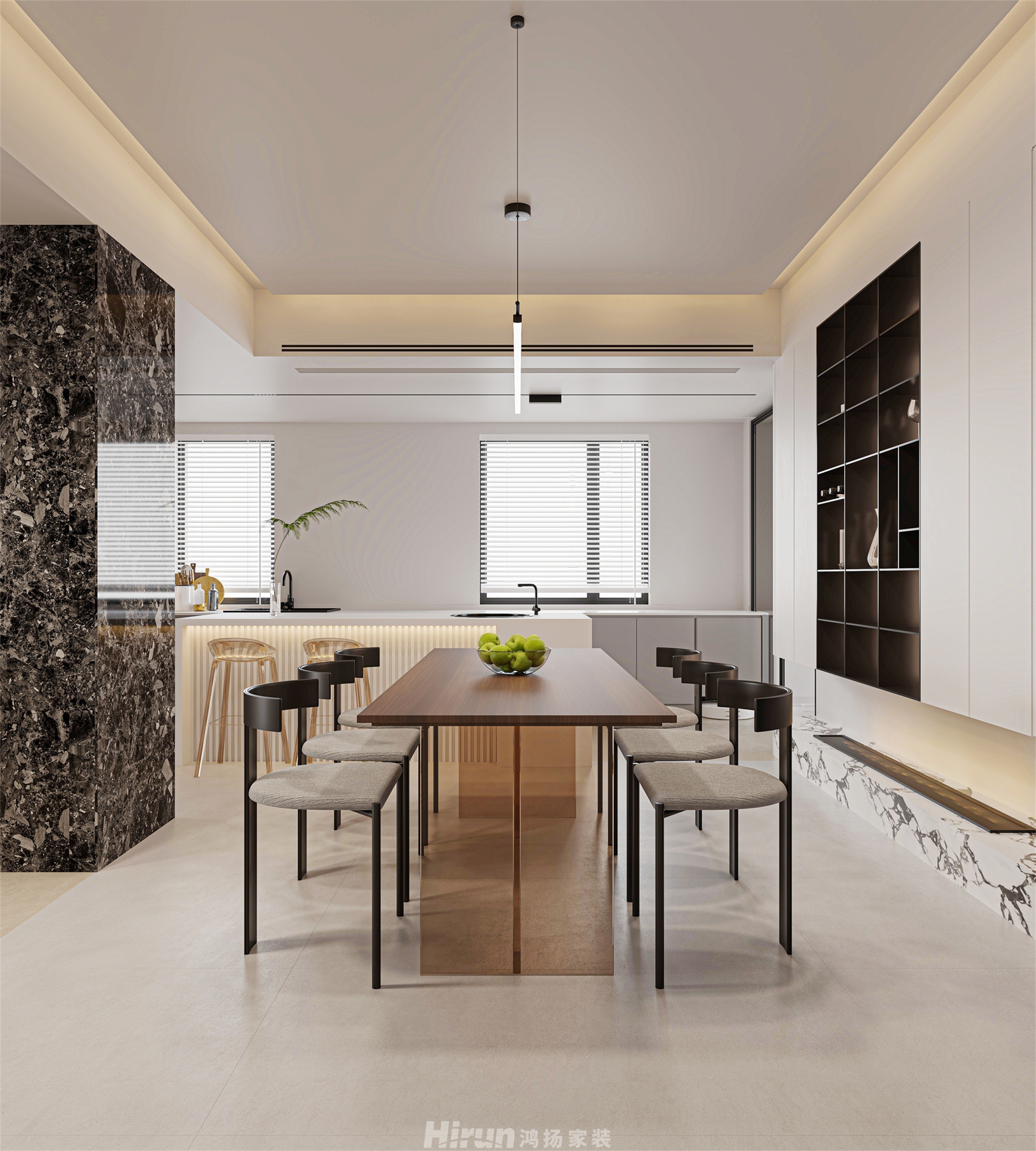 東風映200㎡北歐之光大平層 裝修案例效果圖-11