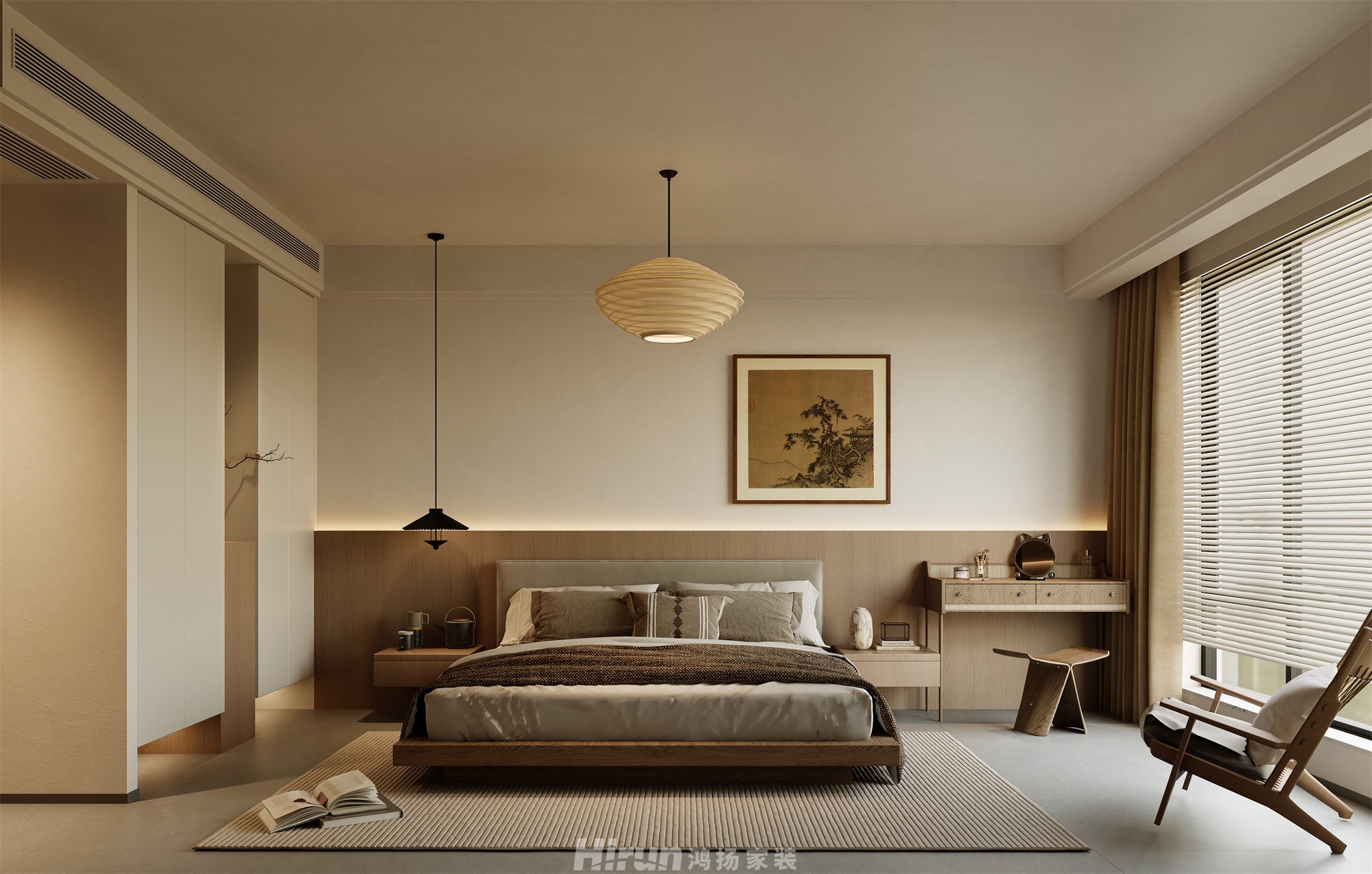 建發玖洲觀瀾170㎡意境東方復式 裝修案例效果圖-4