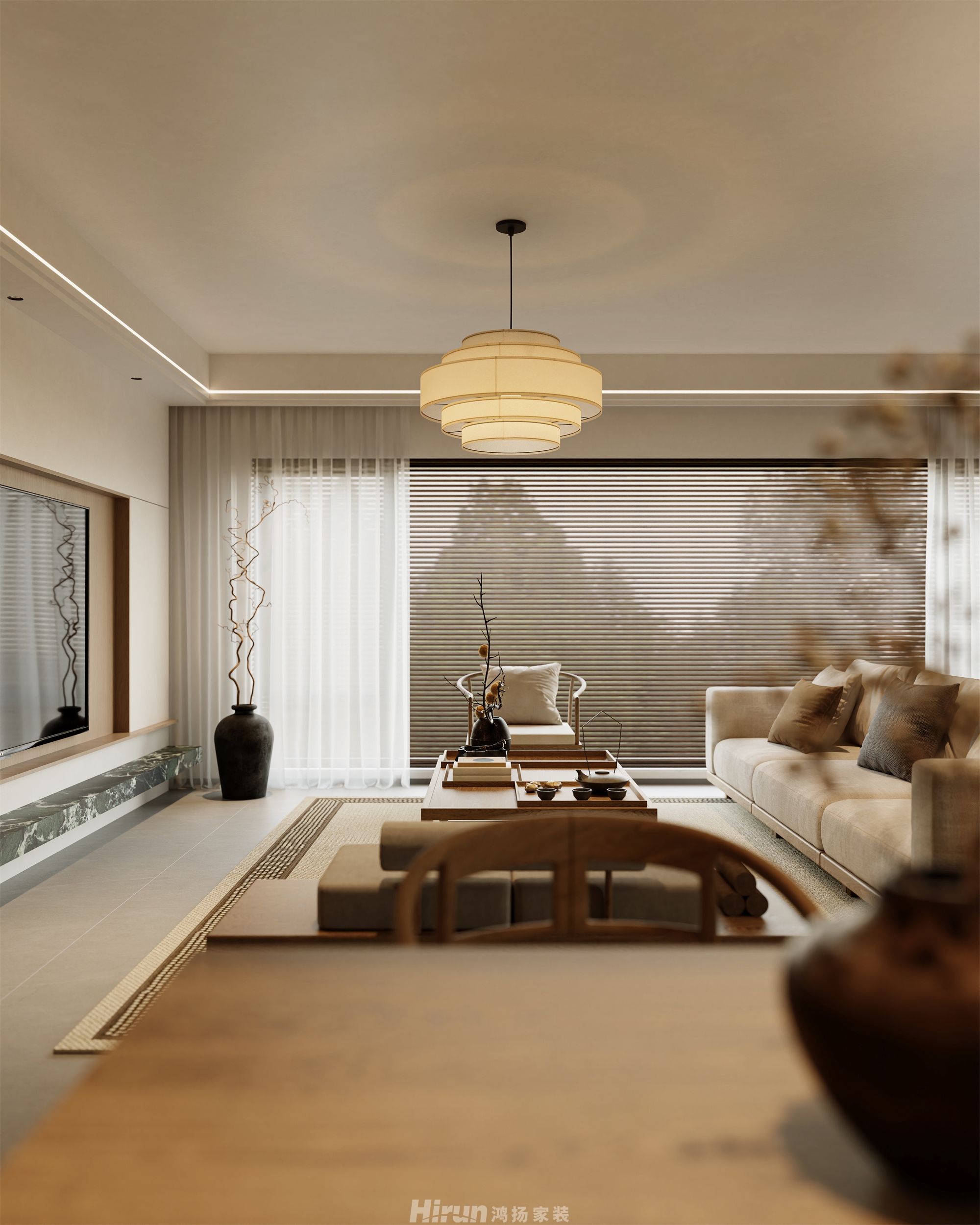 建發玖洲觀瀾170㎡意境東方復式 裝修案例效果圖-6