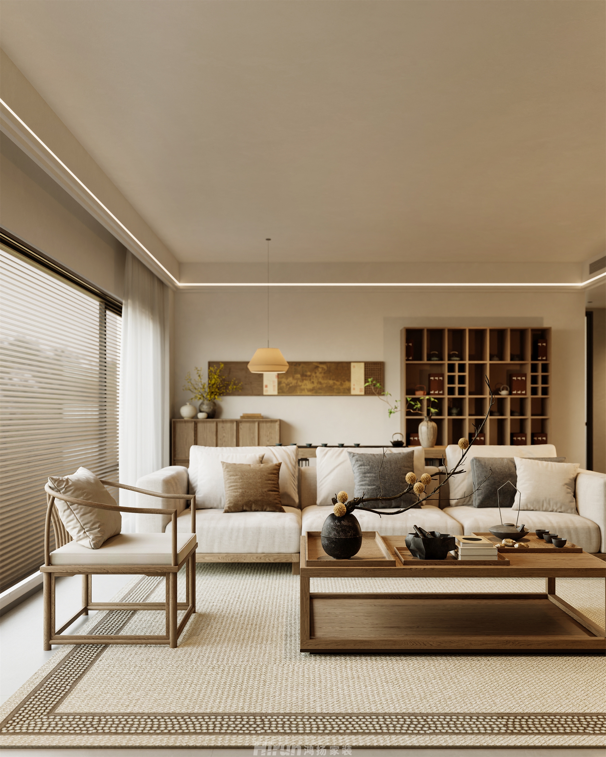 建發玖洲觀瀾170㎡意境東方復式 裝修案例效果圖-12