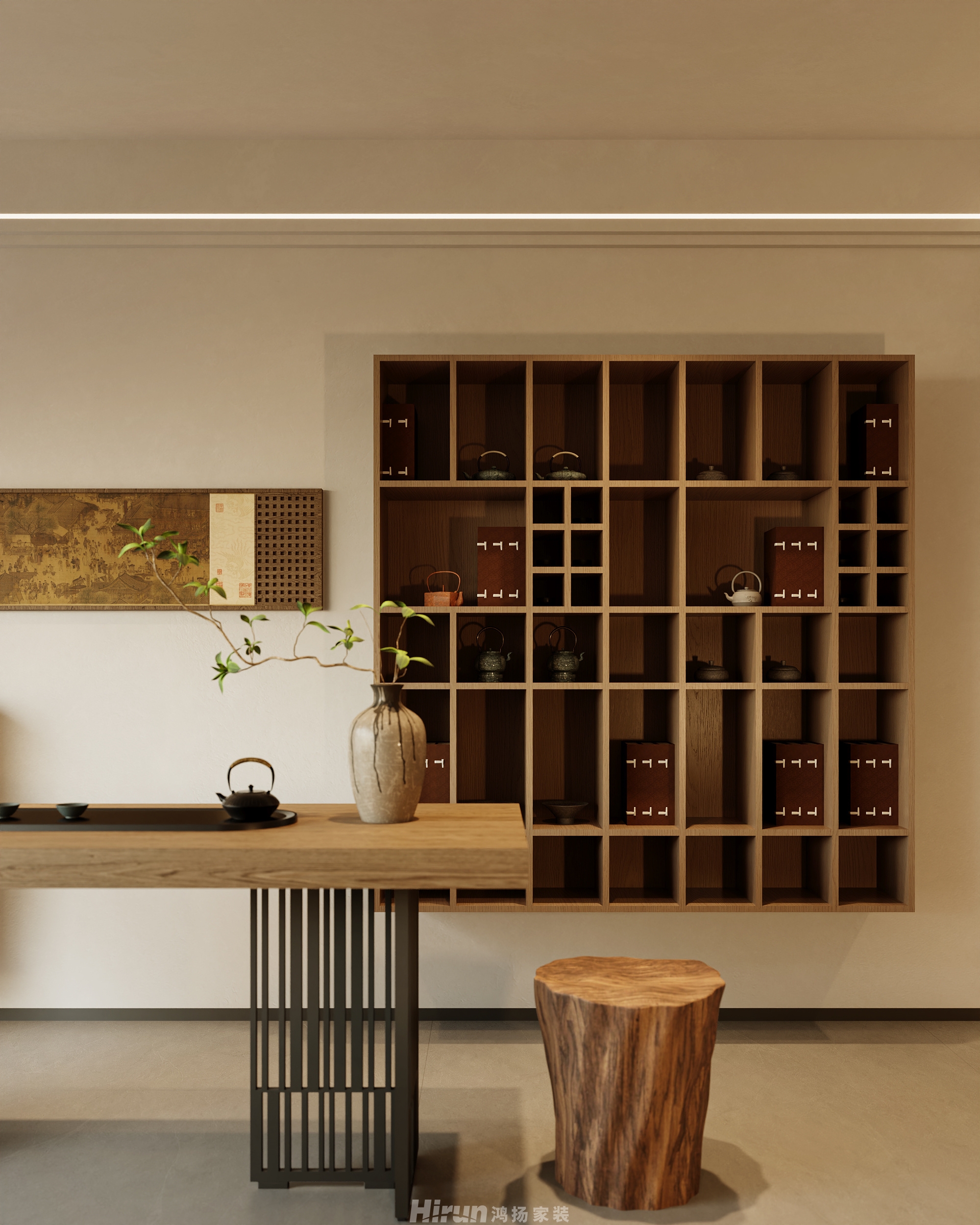 建發玖洲觀瀾170㎡意境東方復式 裝修案例效果圖-7