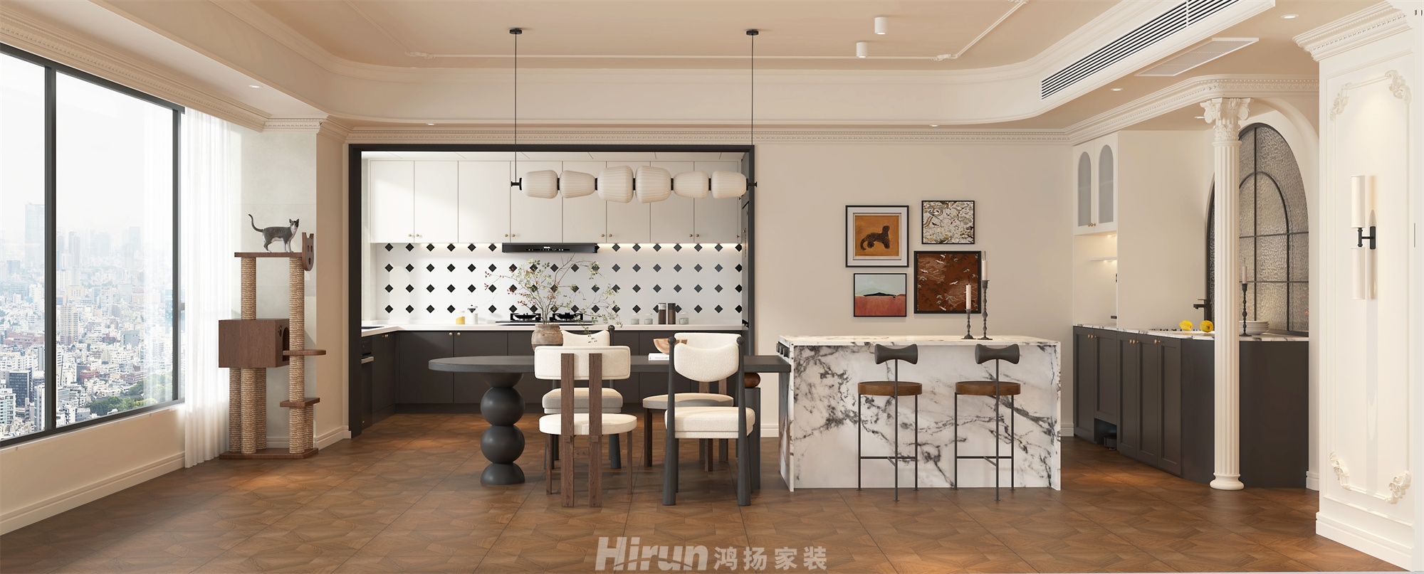 建發(fā)玖洲·觀瀾213㎡復(fù)古風潮大平層 裝修案例效果圖-4