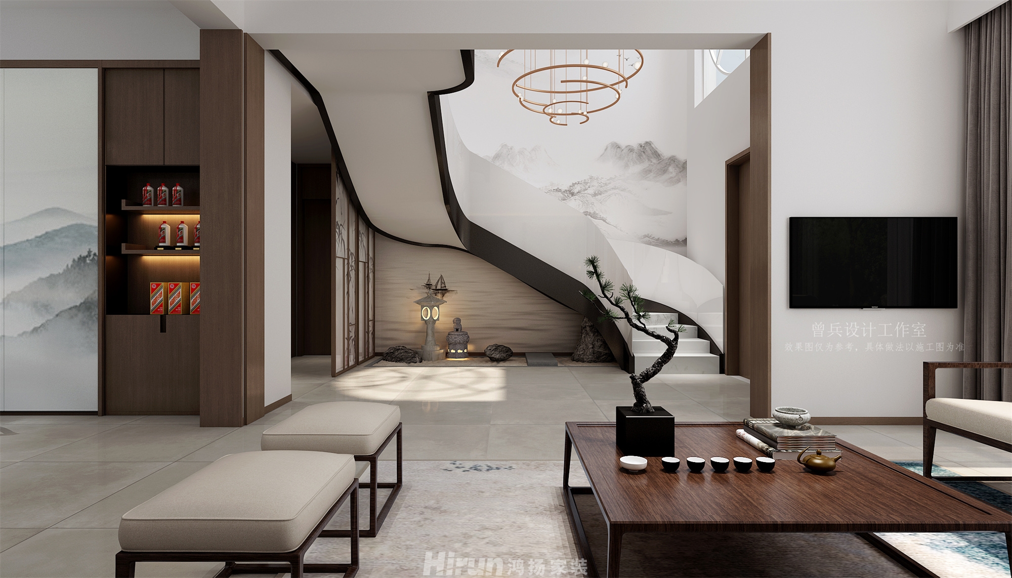 同升湖300㎡寫意木構別墅 裝修案例效果圖-4