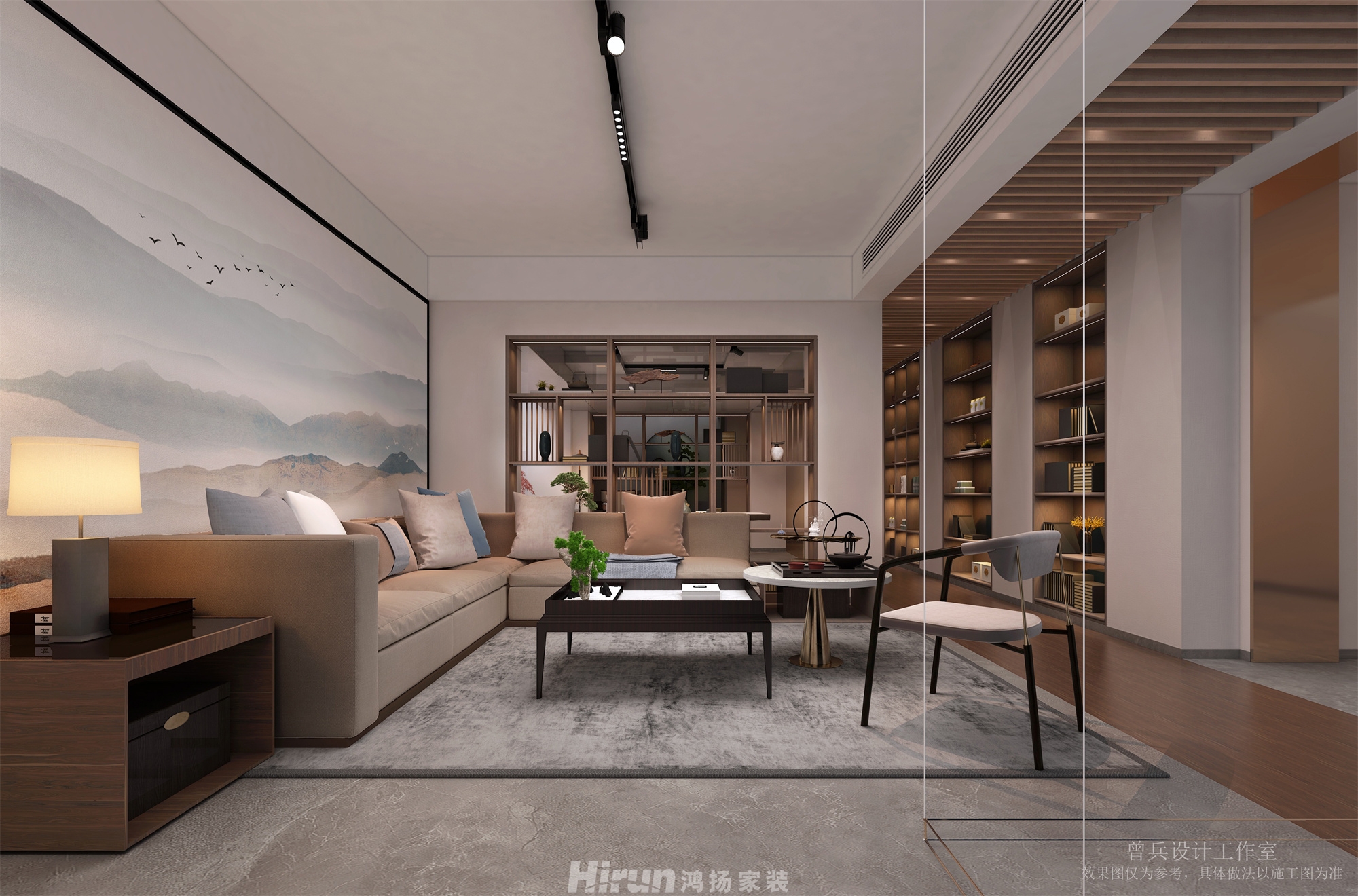 鑫遠紫樾香山220㎡復合寫意復式 裝修案例效果圖-4