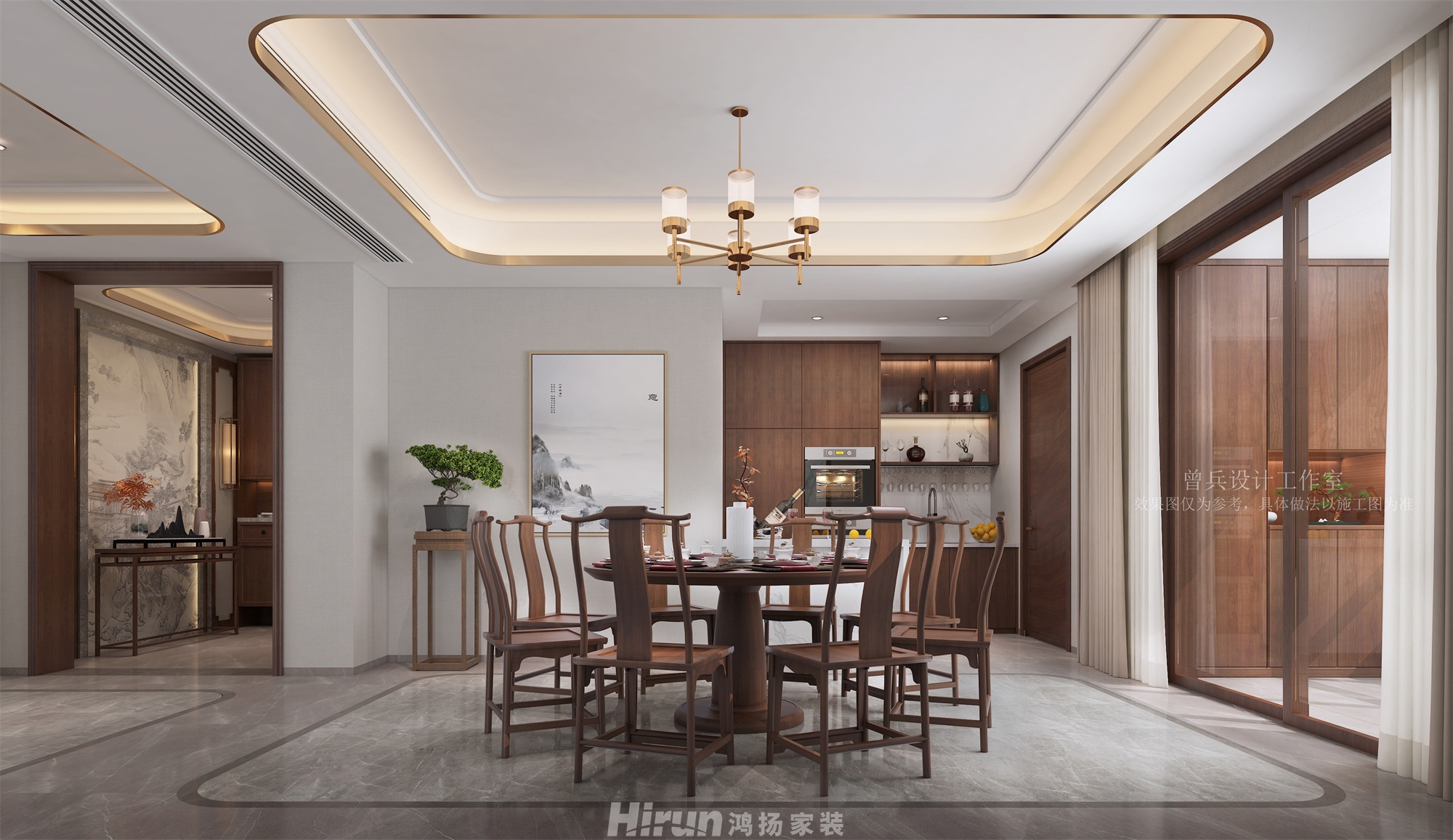 鑫遠紫樾香山220㎡復合寫意復式 裝修案例效果圖-2