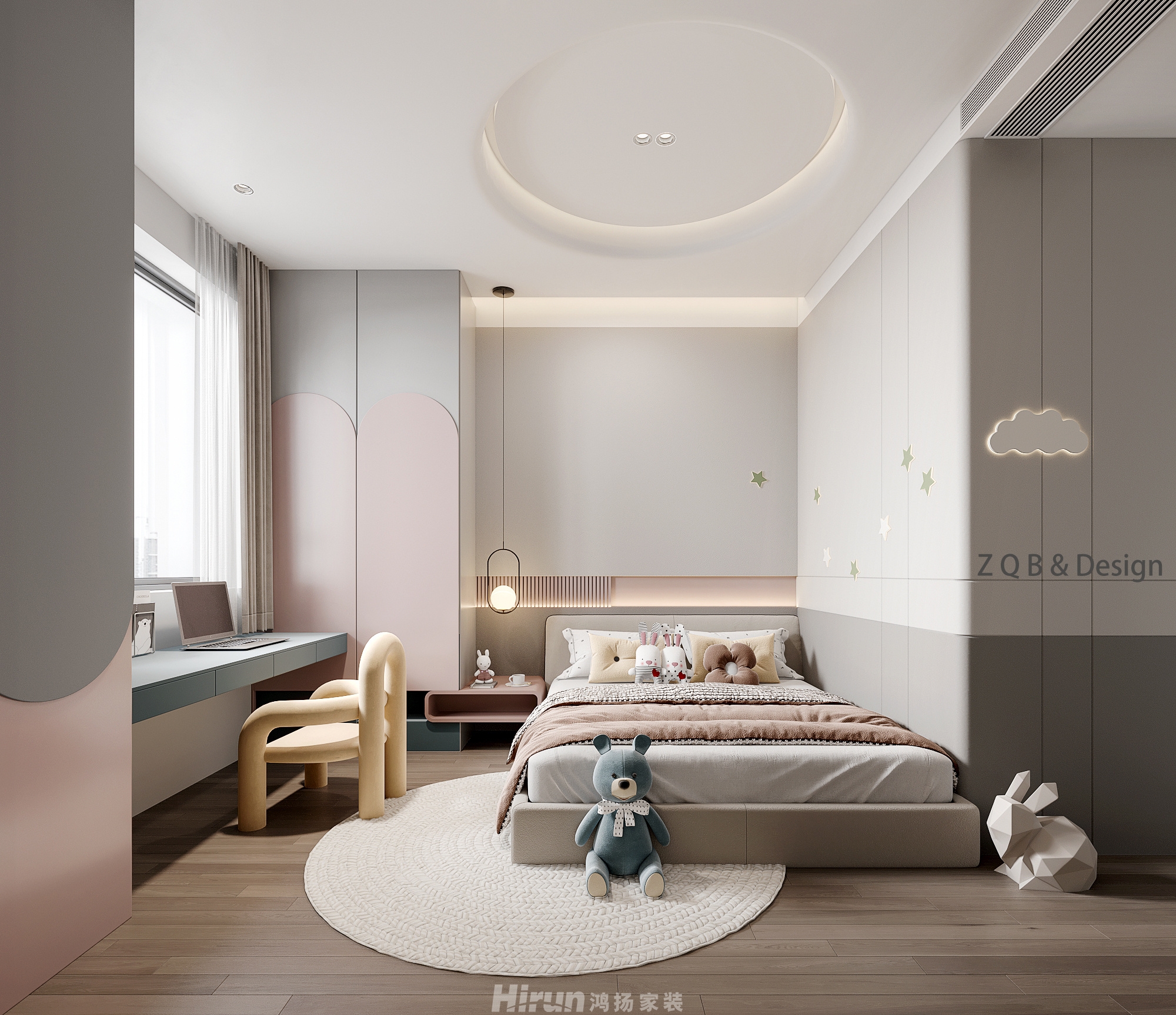 富興時代210㎡雅致現代四居室 裝修案例效果圖-5