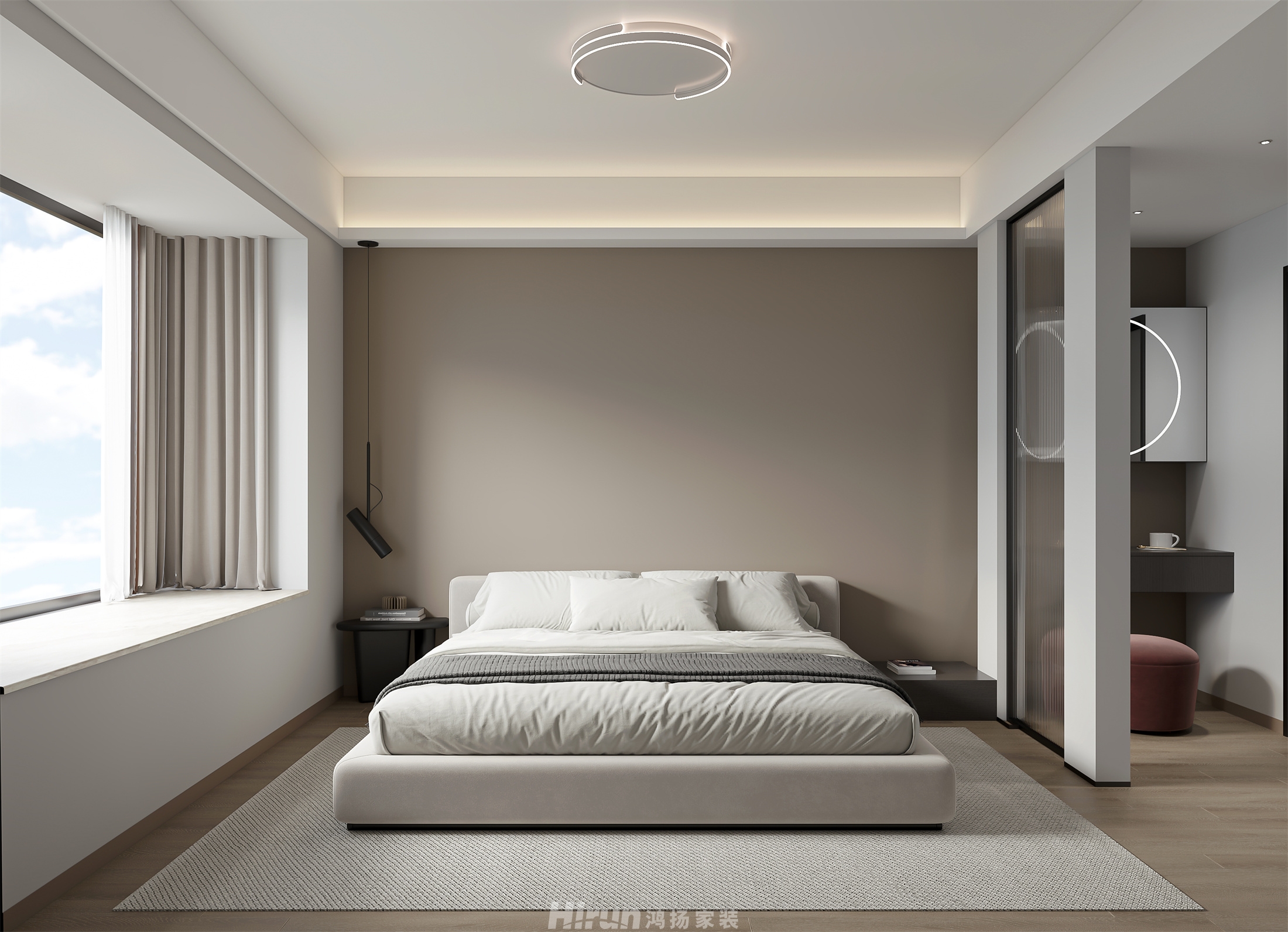 鴻濤翡翠灣147㎡雅致現(xiàn)代四居室 裝修案例效果圖-7