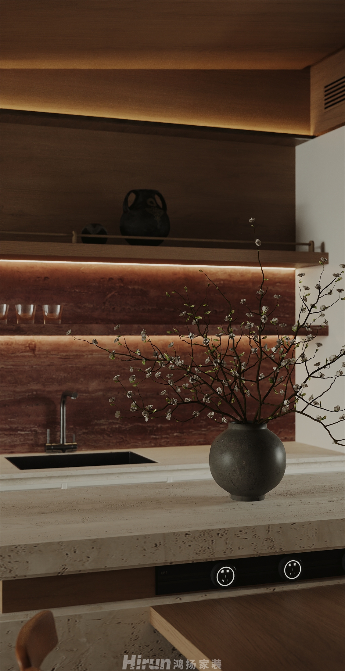 洋湖映193㎡復古風潮大平層 裝修案例效果圖-8