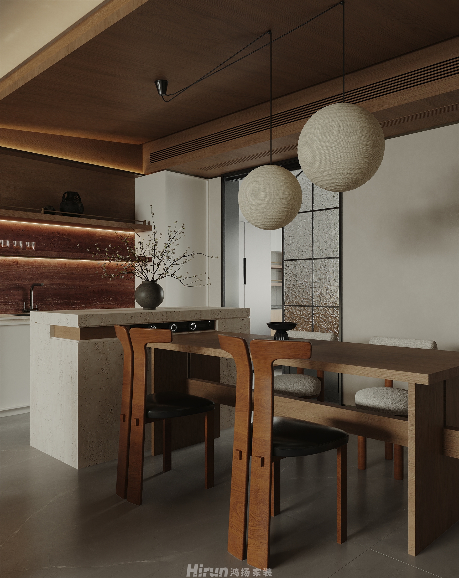 洋湖映193㎡復古風潮大平層 裝修案例效果圖-9