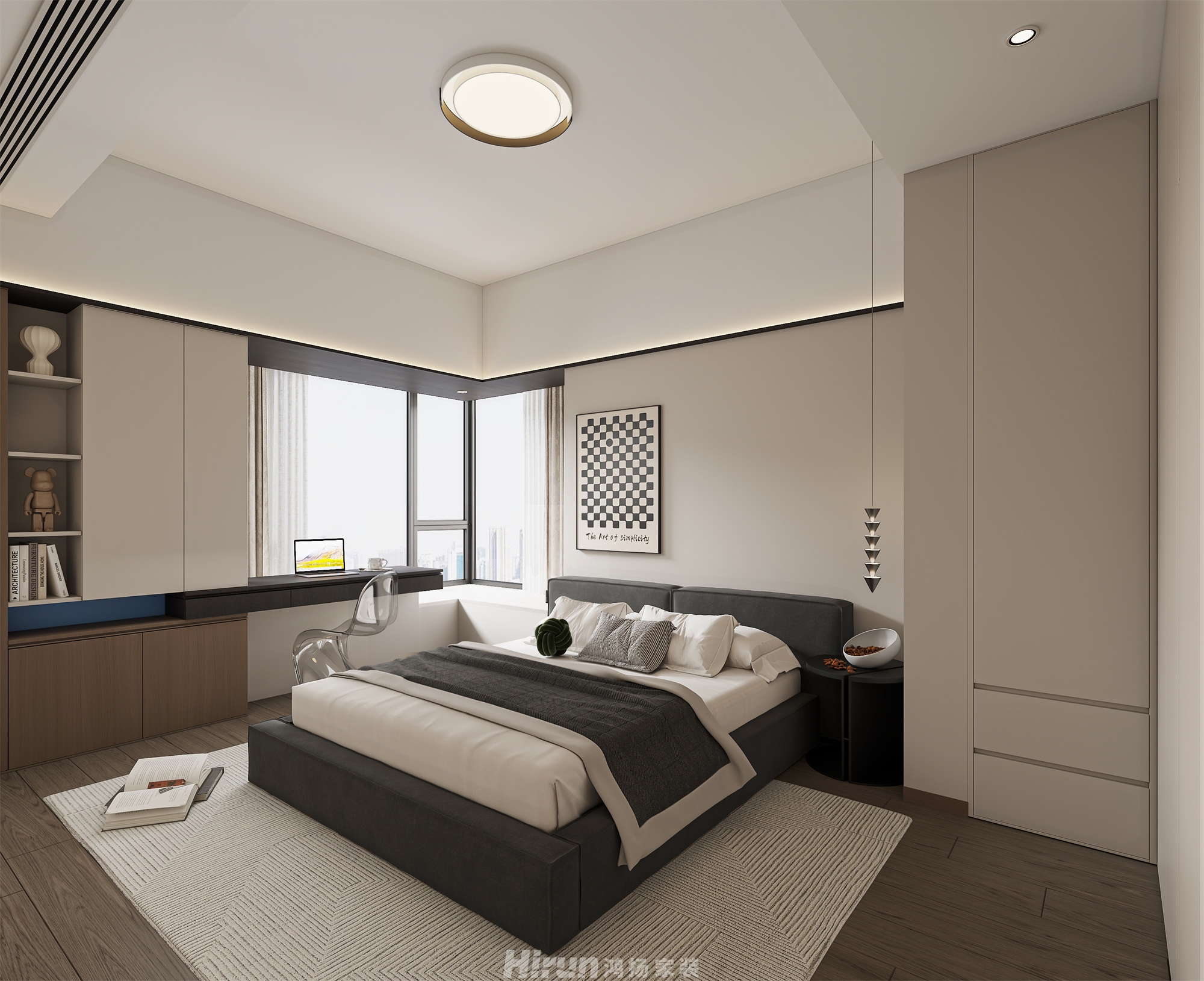 公園央著206㎡雅致現代大平層 裝修案例效果圖-7