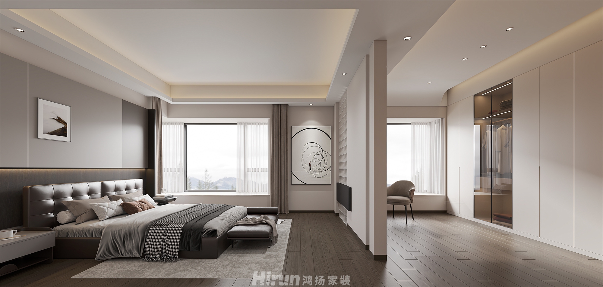 公園央著206㎡雅致現代大平層 裝修案例效果圖-3