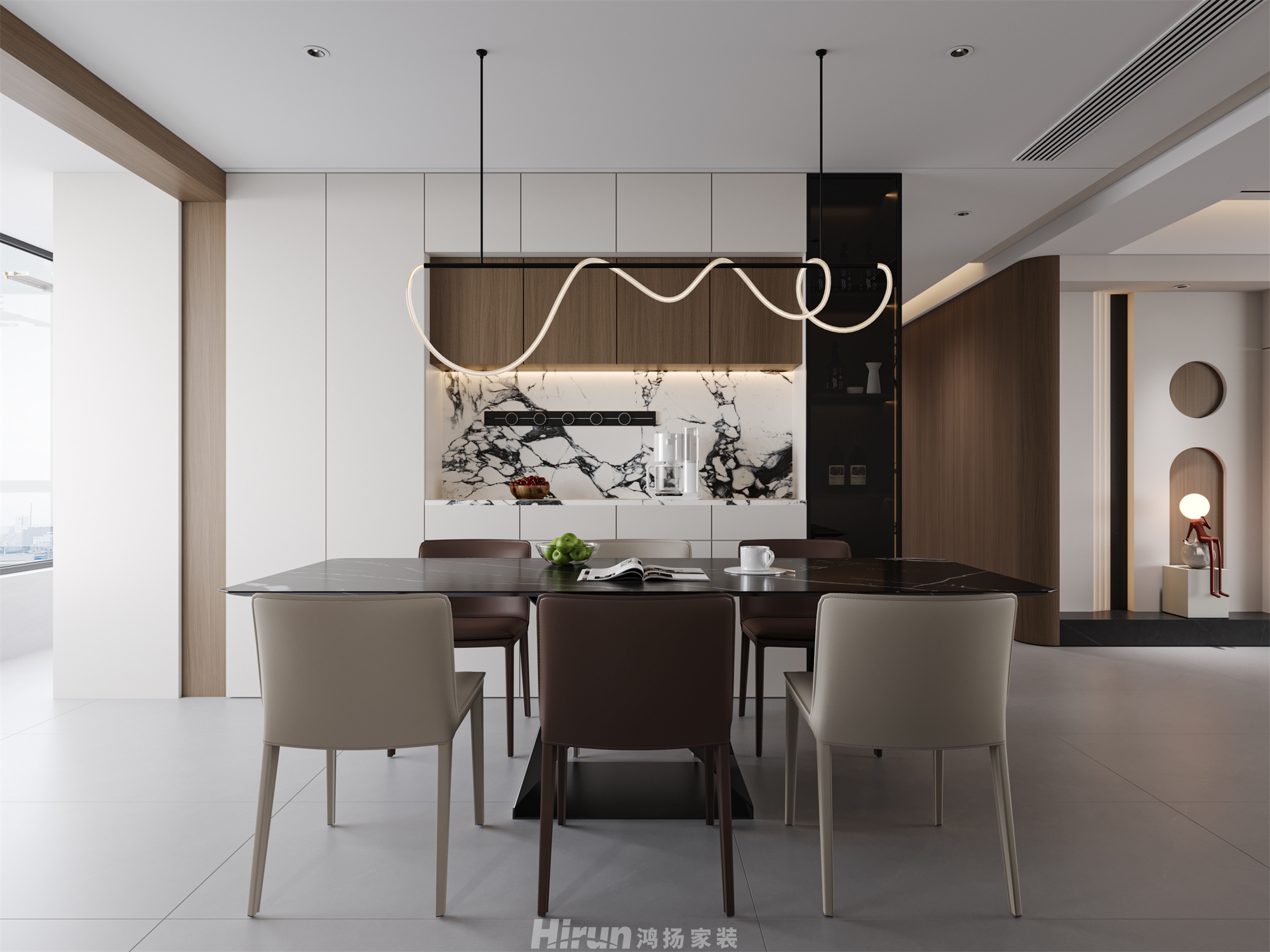 公園央著206㎡雅致現代大平層 裝修案例效果圖-5