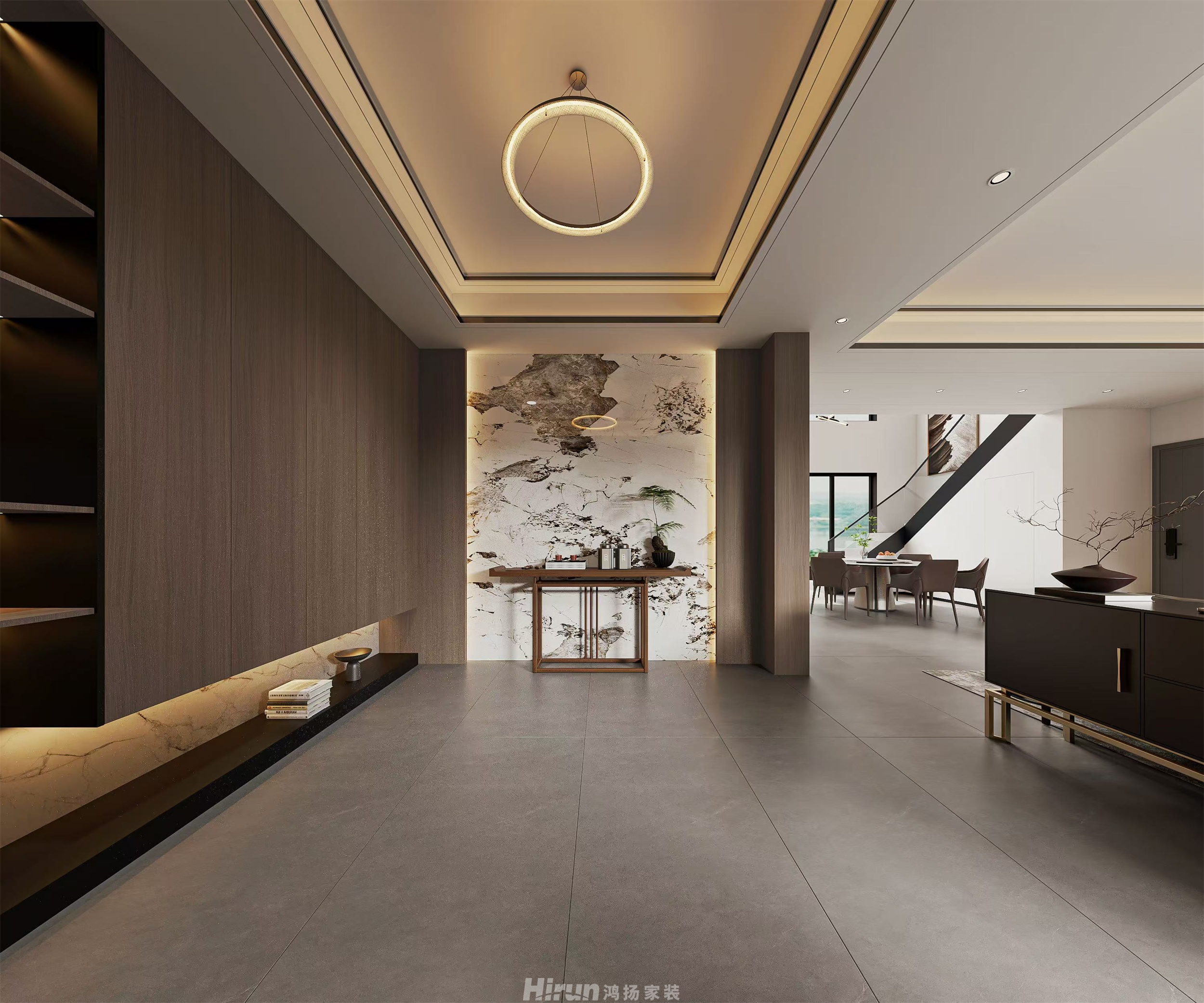 會同自建別墅300㎡雅致現(xiàn)代別墅 裝修案例效果圖-4