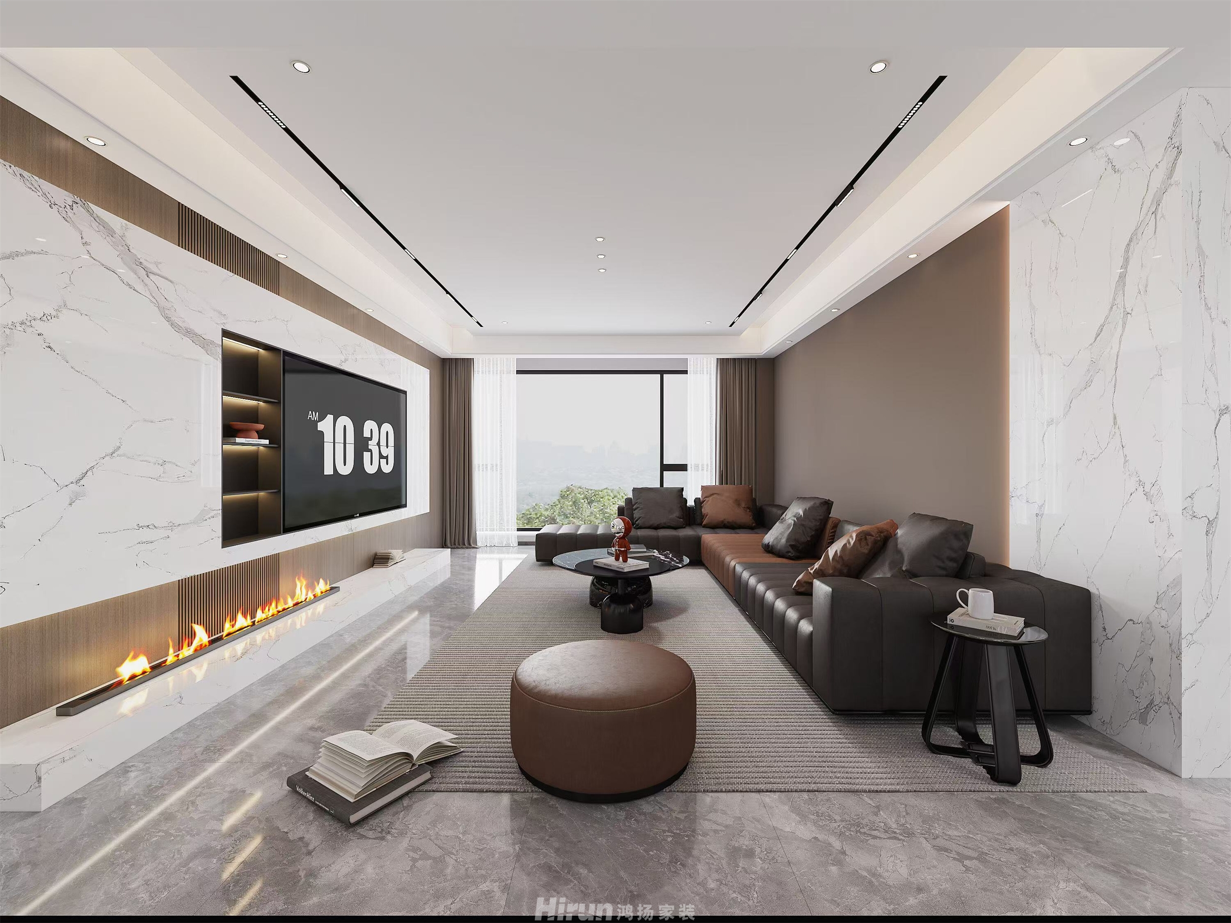 紫宸苑160㎡雅致現代五居室 裝修案例效果圖-3