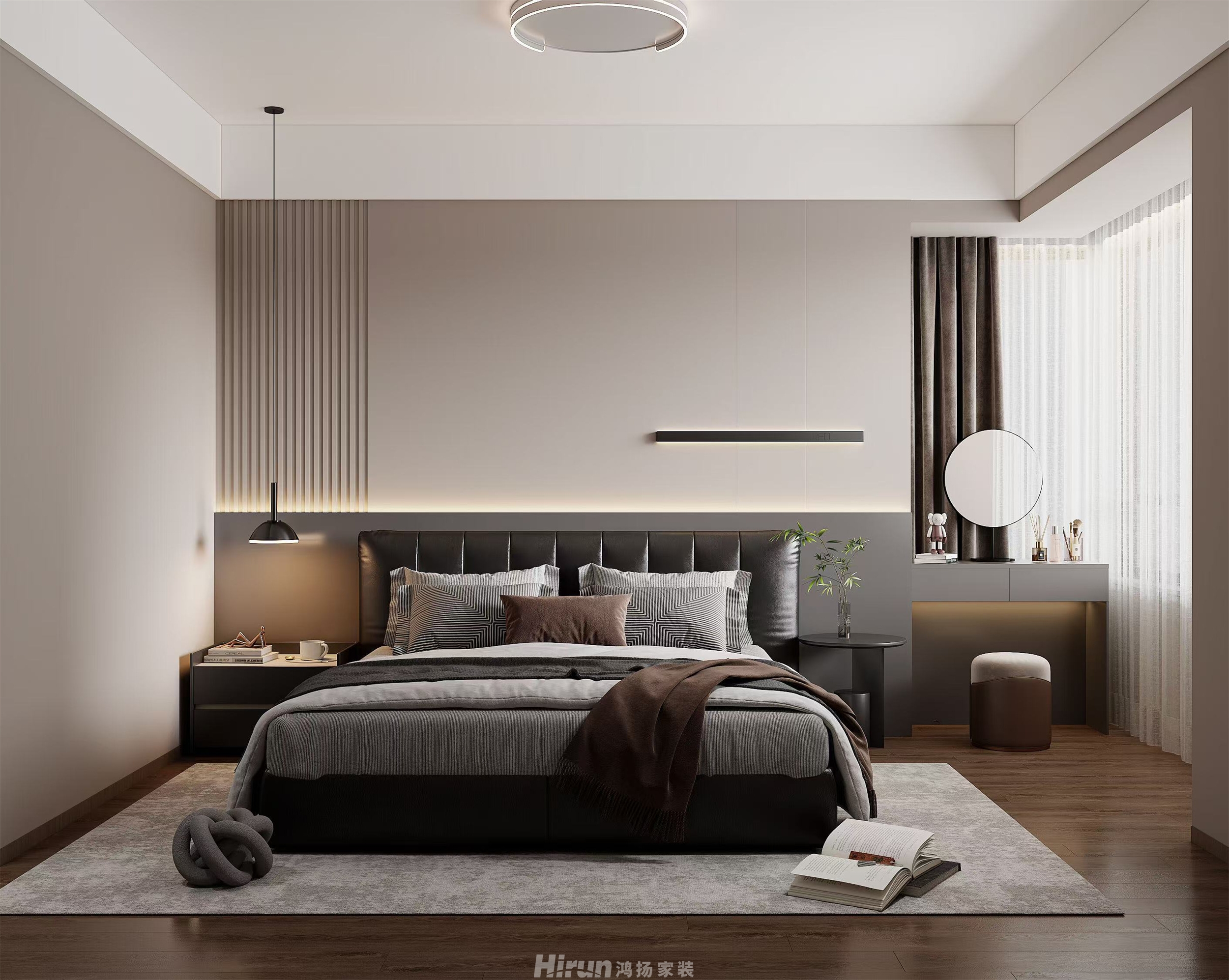 紫宸苑160㎡雅致現代五居室 裝修案例效果圖-5