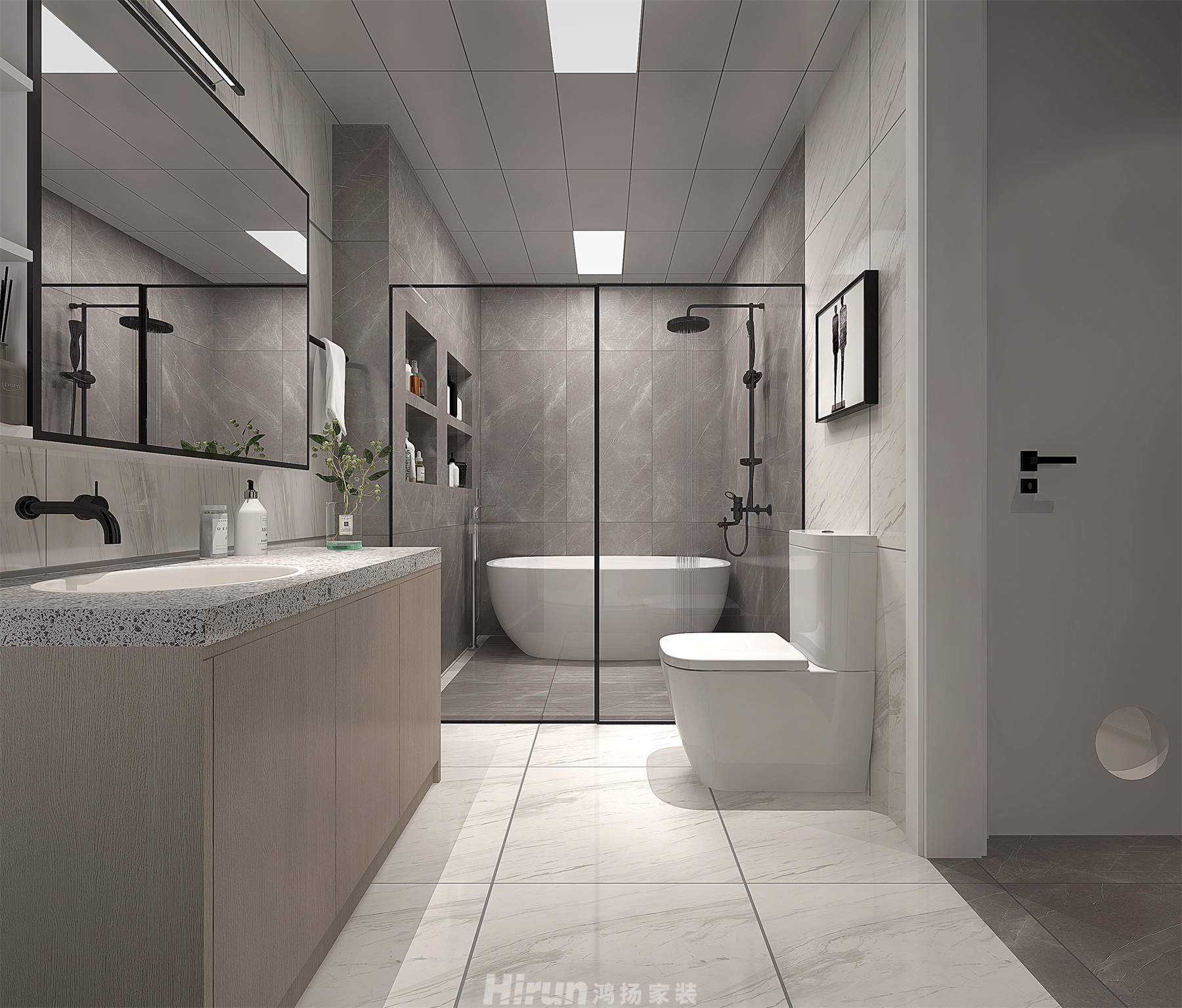 天濟山莊190㎡雅致現代五居室 裝修案例效果圖-9