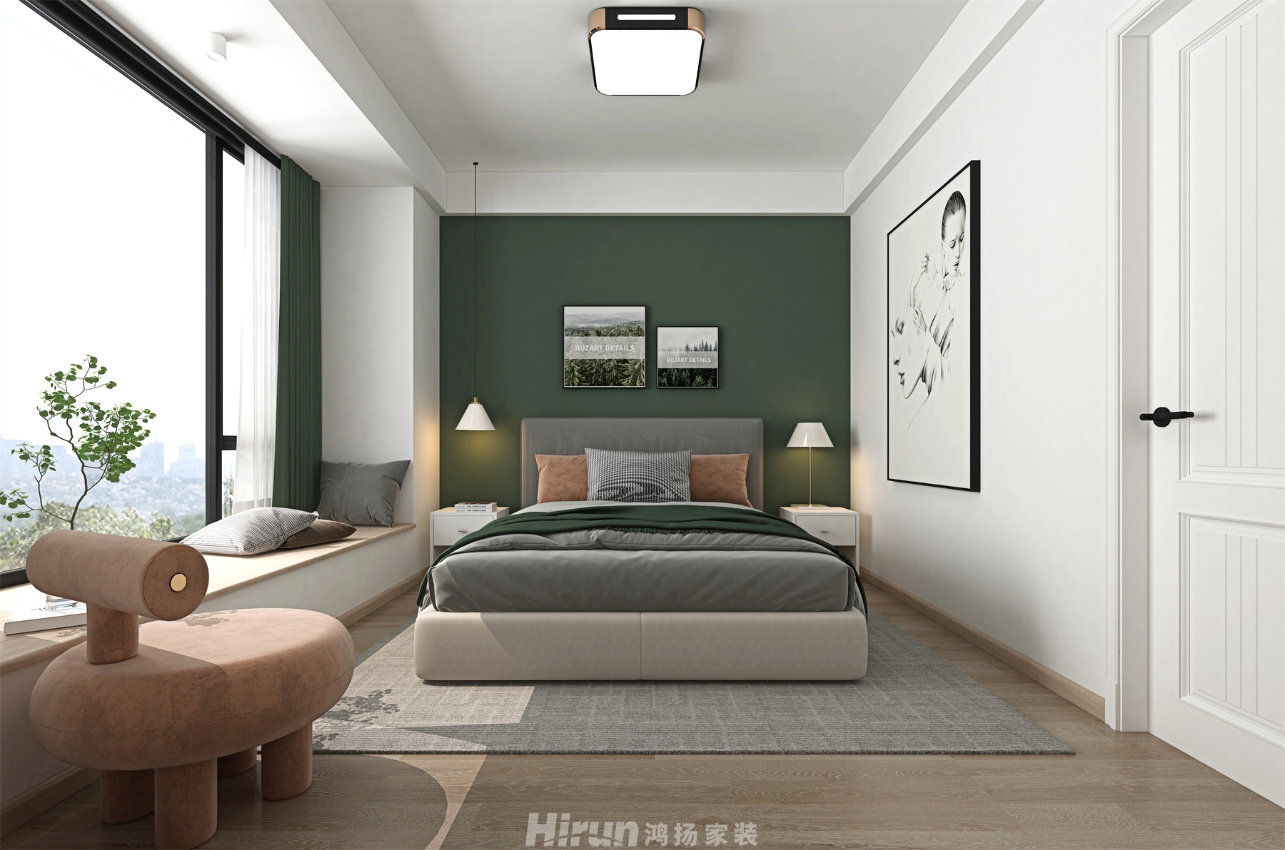 盈峰翠邸270㎡北歐之光別墅 裝修案例效果圖-3