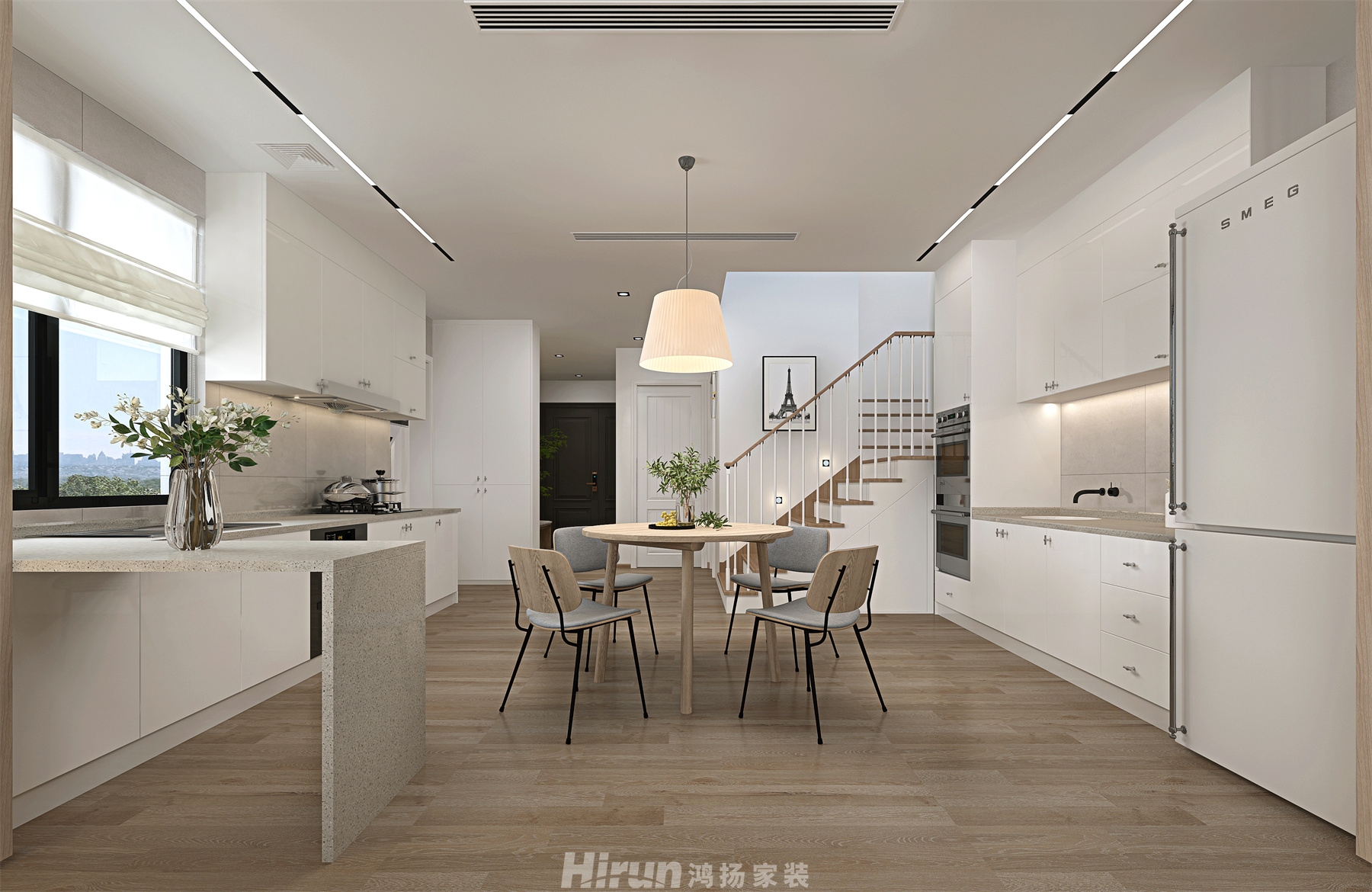 盈峰翠邸270㎡北歐之光別墅 裝修案例效果圖-4