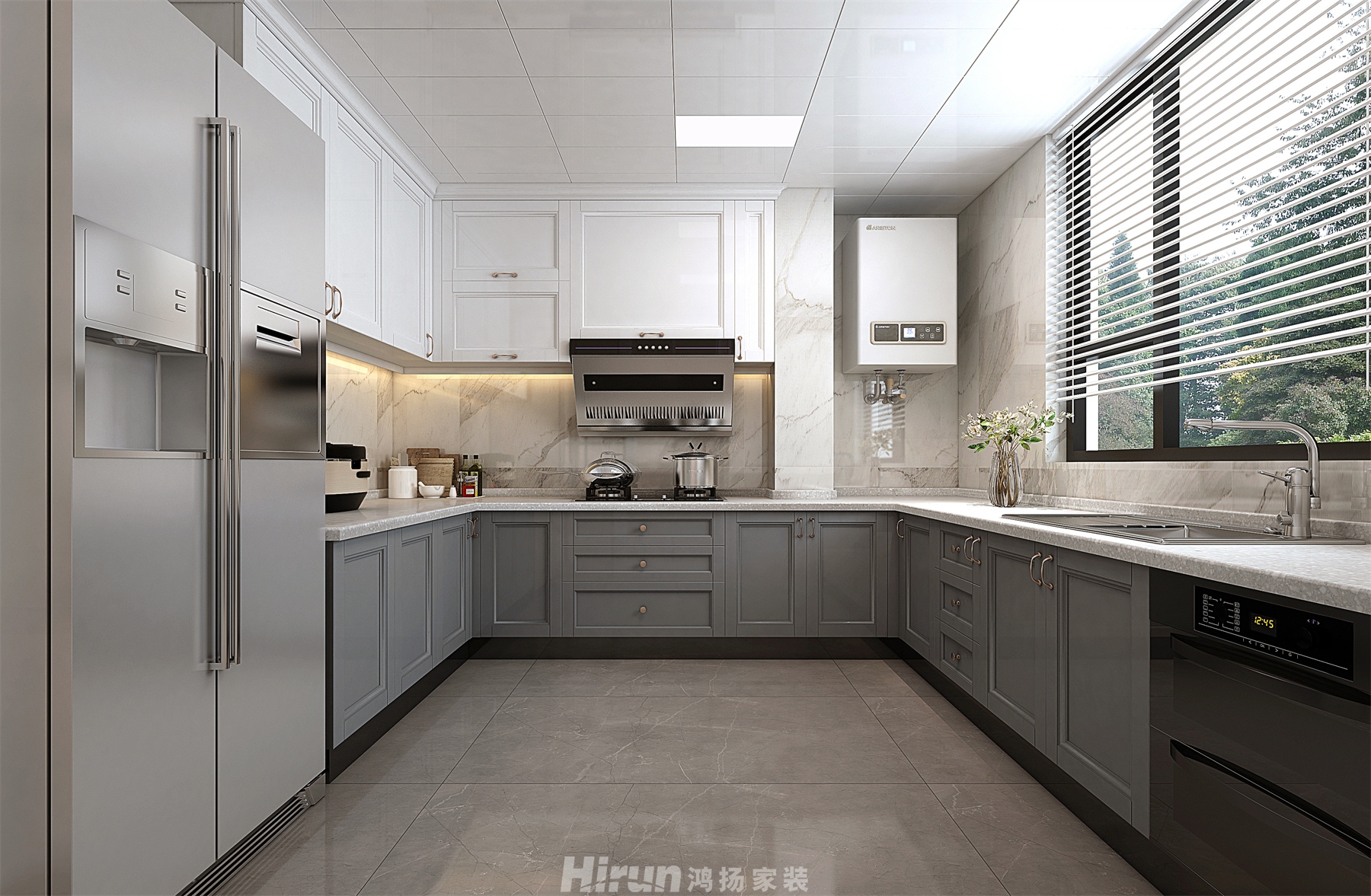 盈峰翠邸270㎡歐美香頌別墅 裝修案例效果圖-6