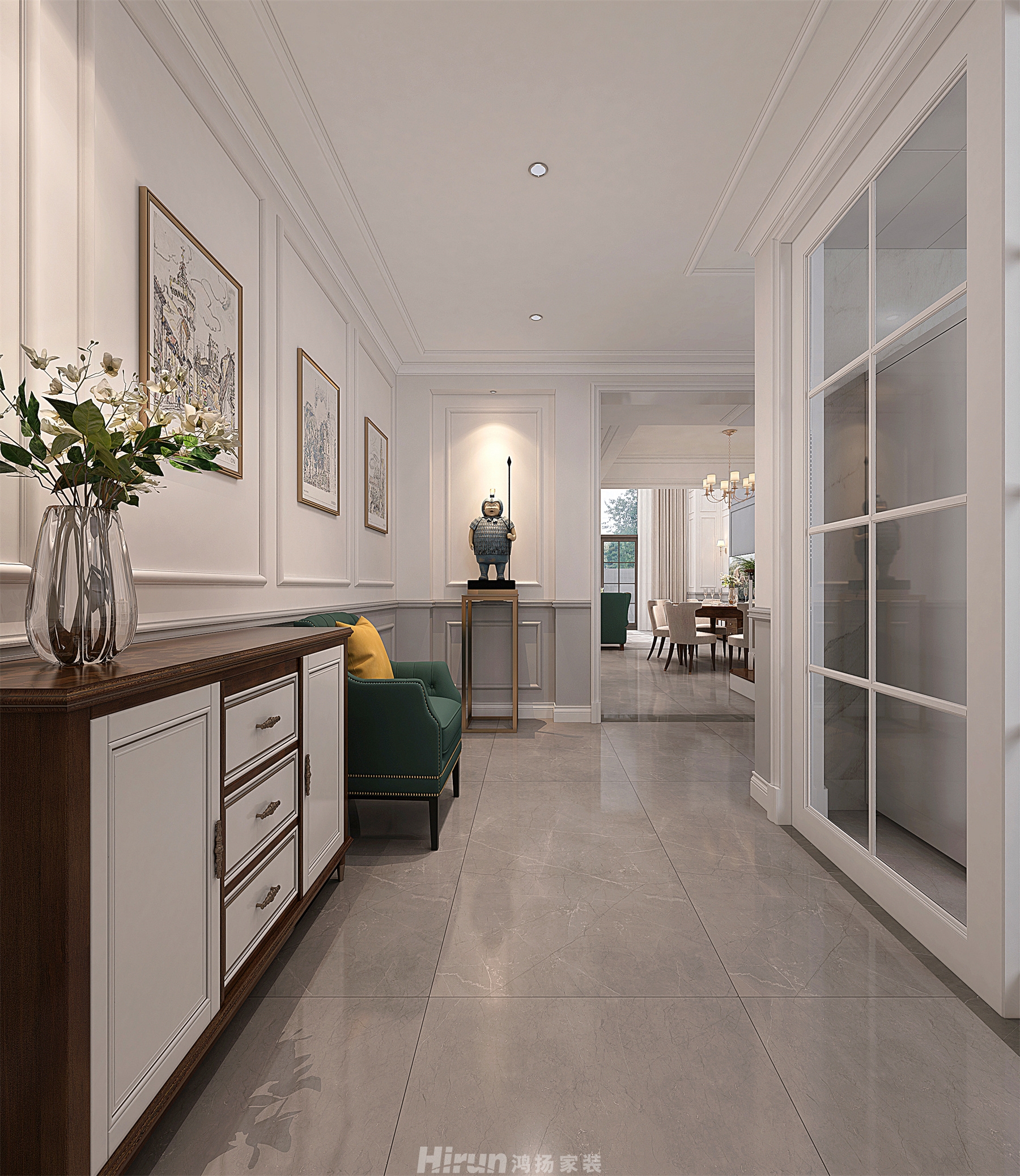 盈峰翠邸270㎡歐美香頌別墅 裝修案例效果圖-9