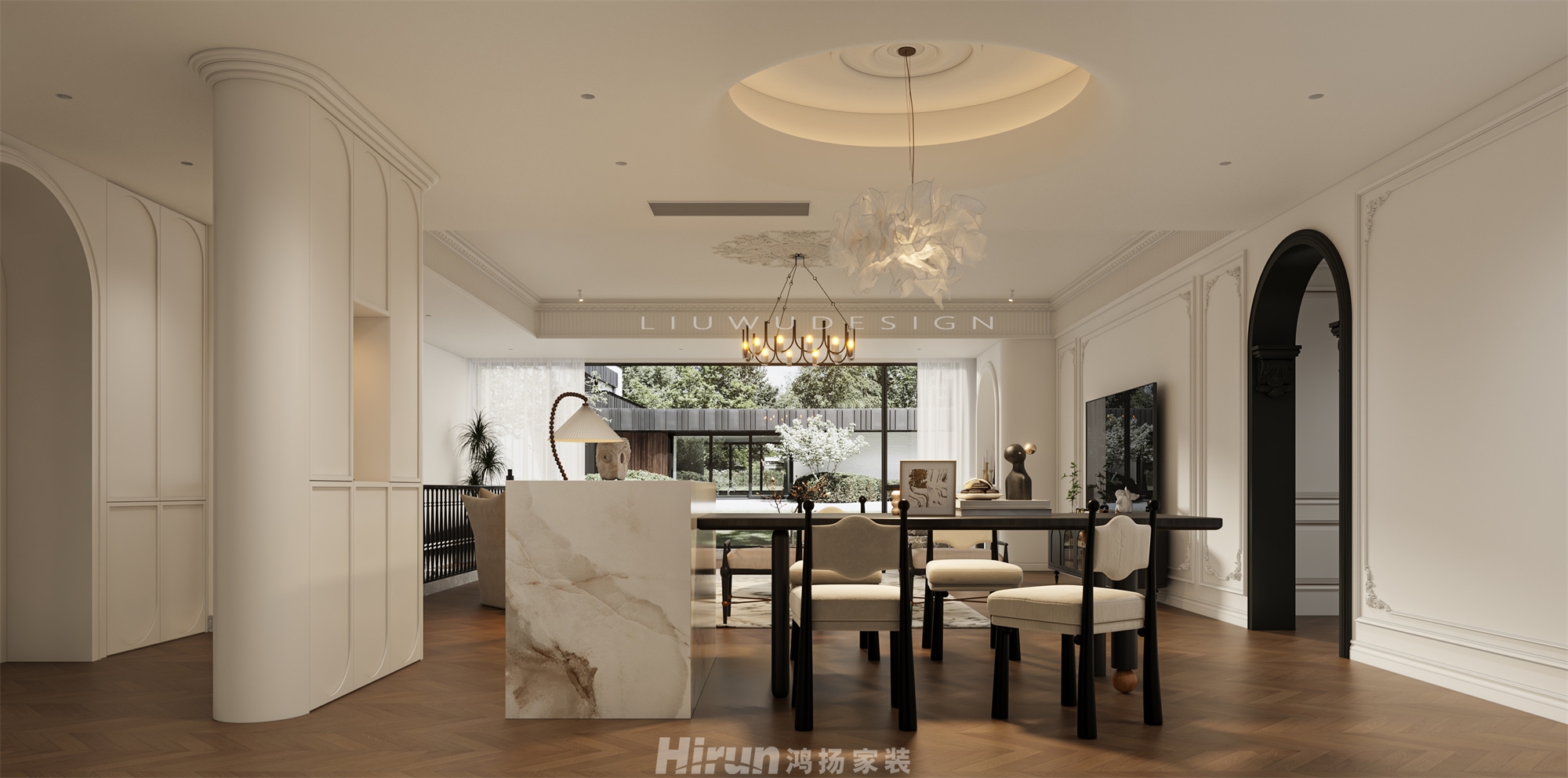 龍隱臺450㎡復古風潮別墅 裝修案例效果圖-2