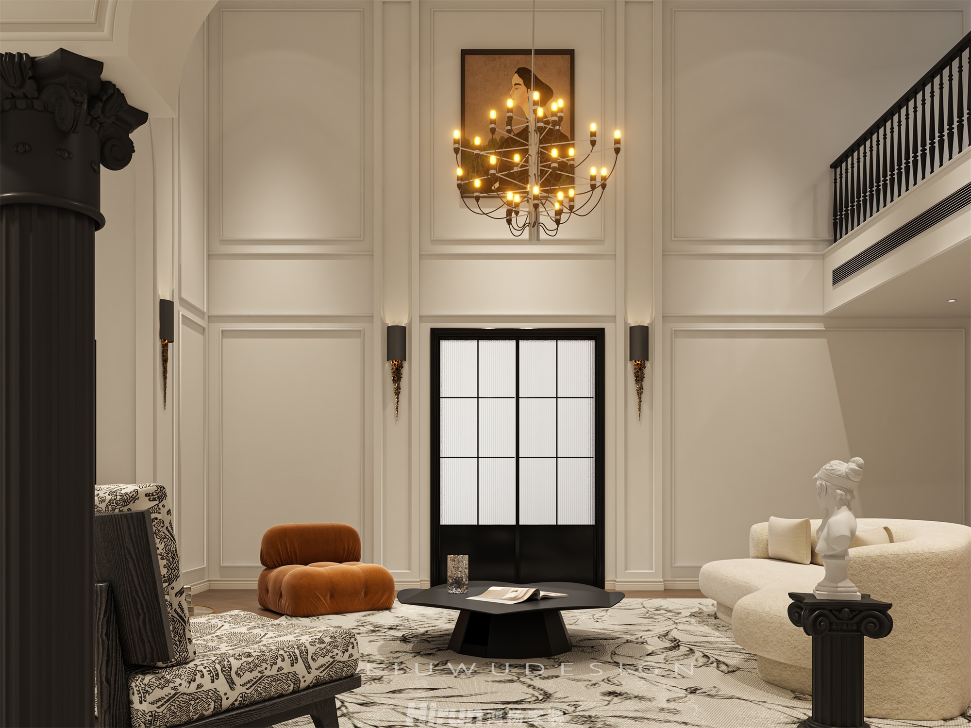 龍隱臺450㎡復古風潮別墅 裝修案例效果圖-9