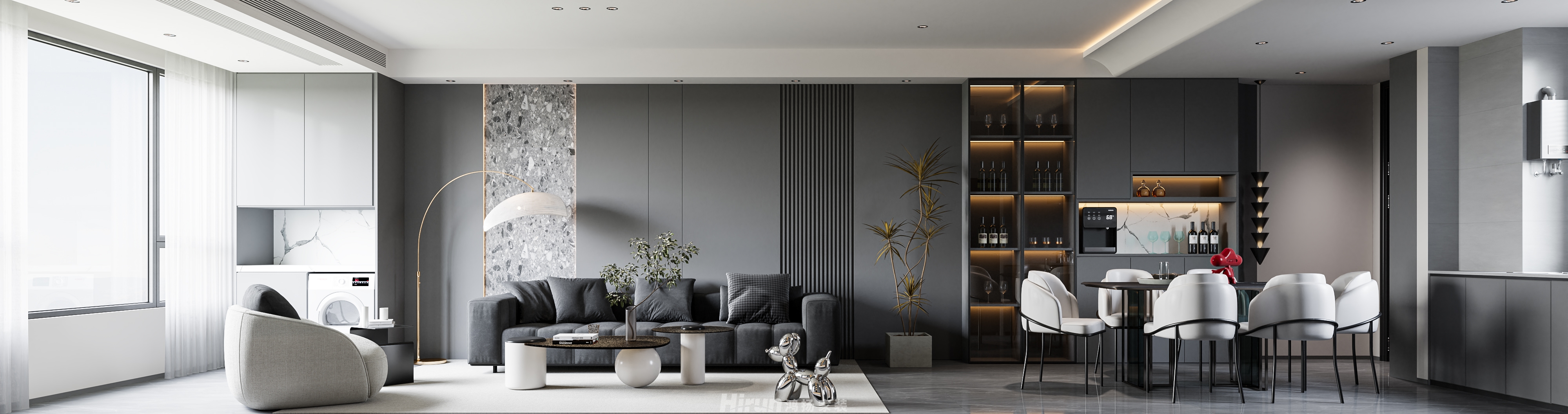 建發央著120㎡雅致現代三居室 裝修案例效果圖-3