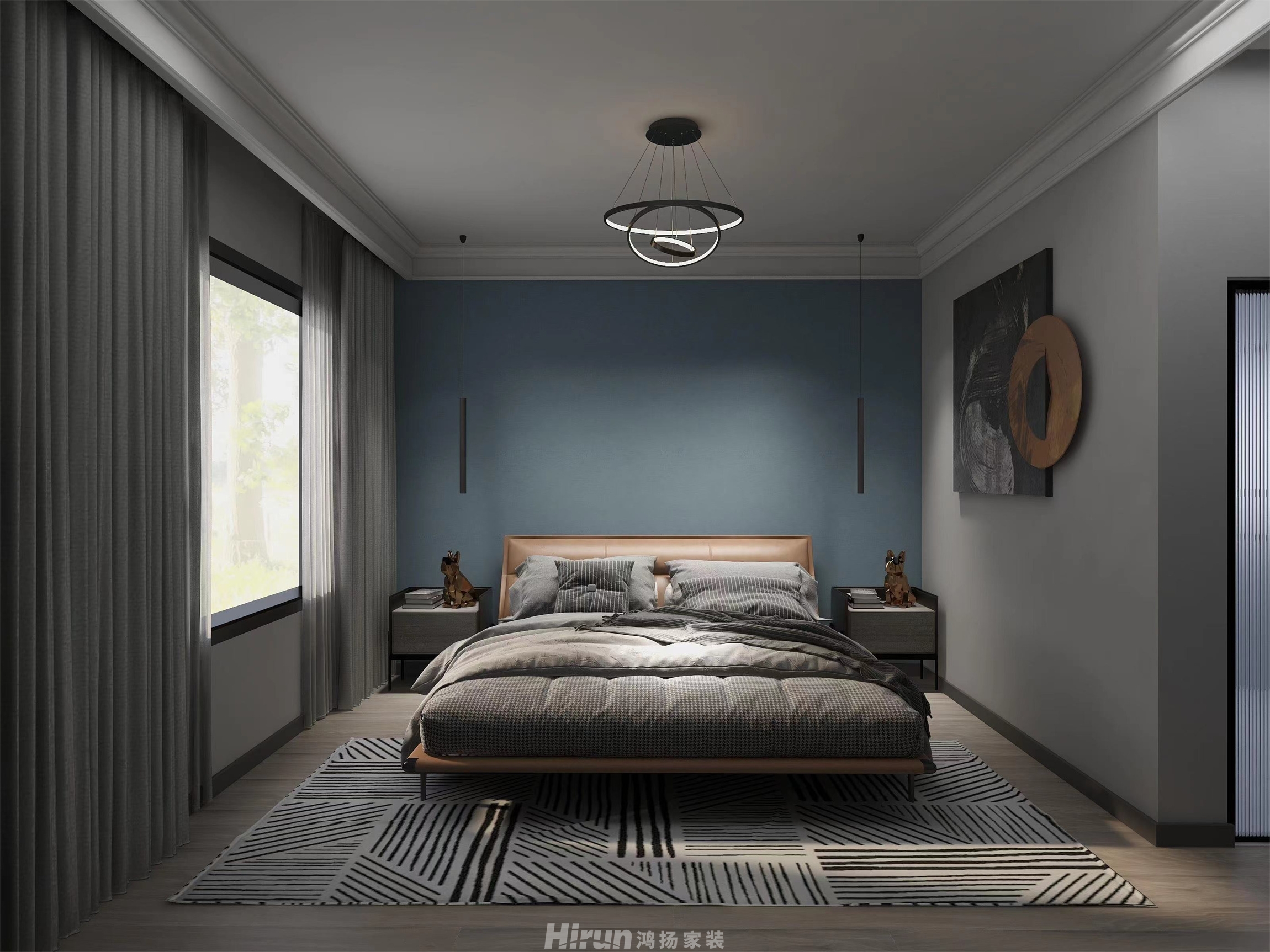 香頌里120㎡雅致現代三居室 裝修案例效果圖-3