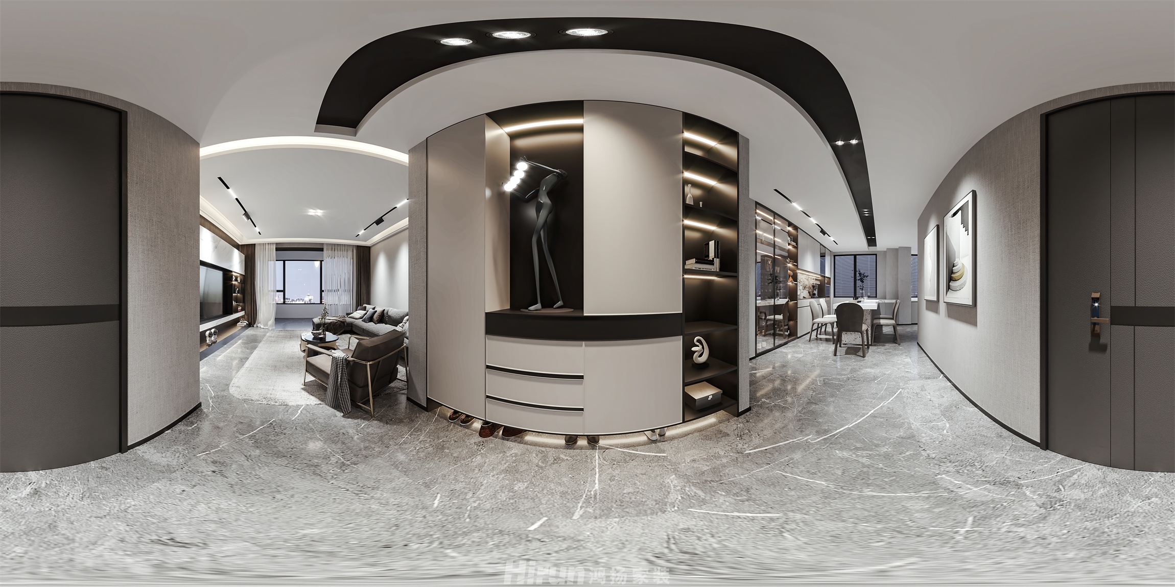 香頌里120㎡雅致現代三居室 裝修案例效果圖-2