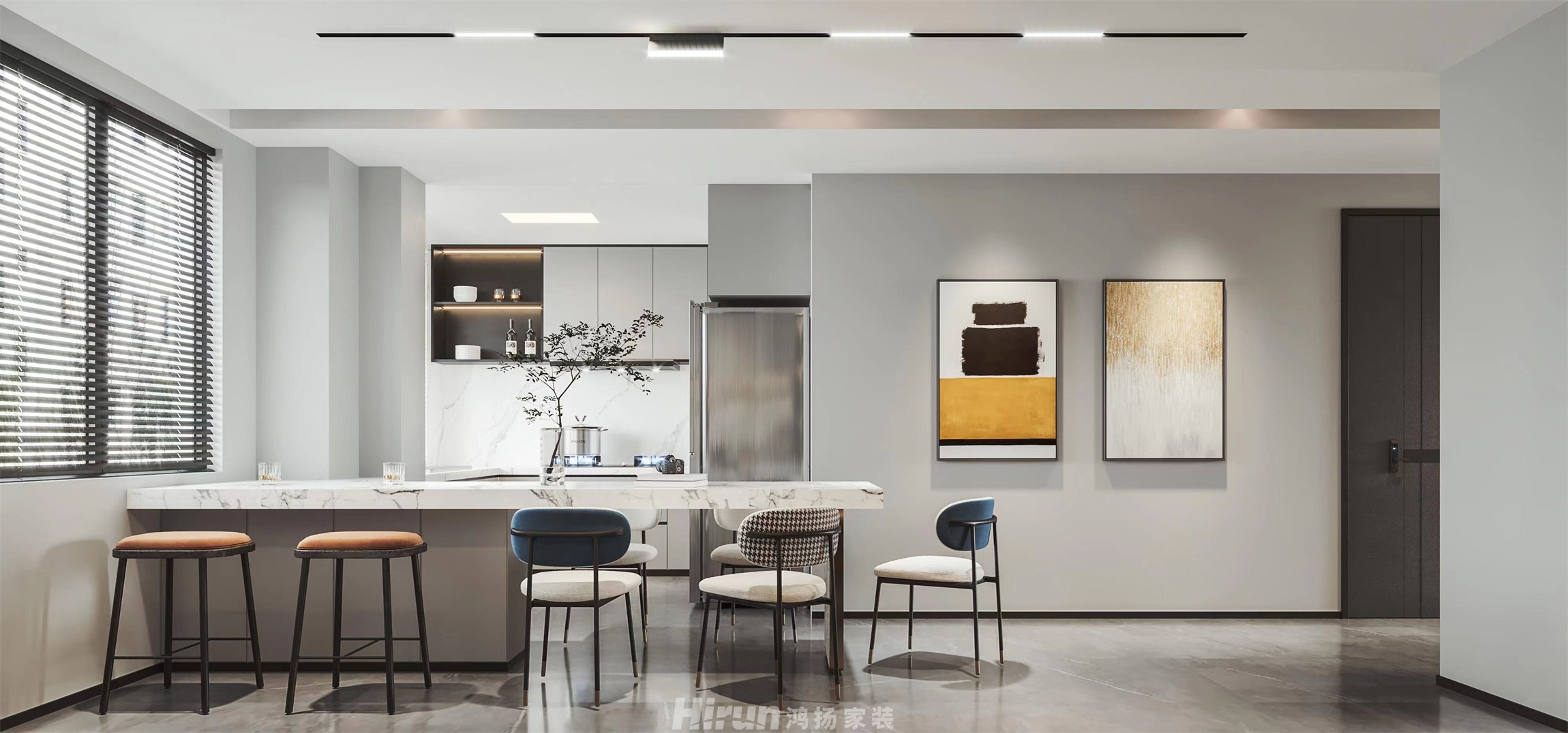 香頌里120㎡雅致現代三居室 裝修案例效果圖-1