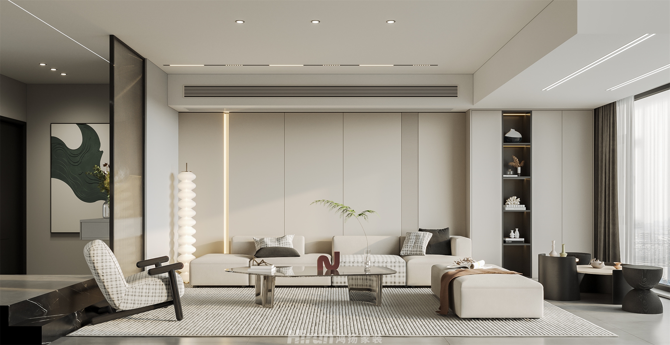 頤和佳園160㎡雅致現(xiàn)代四居室 裝修案例效果圖-3