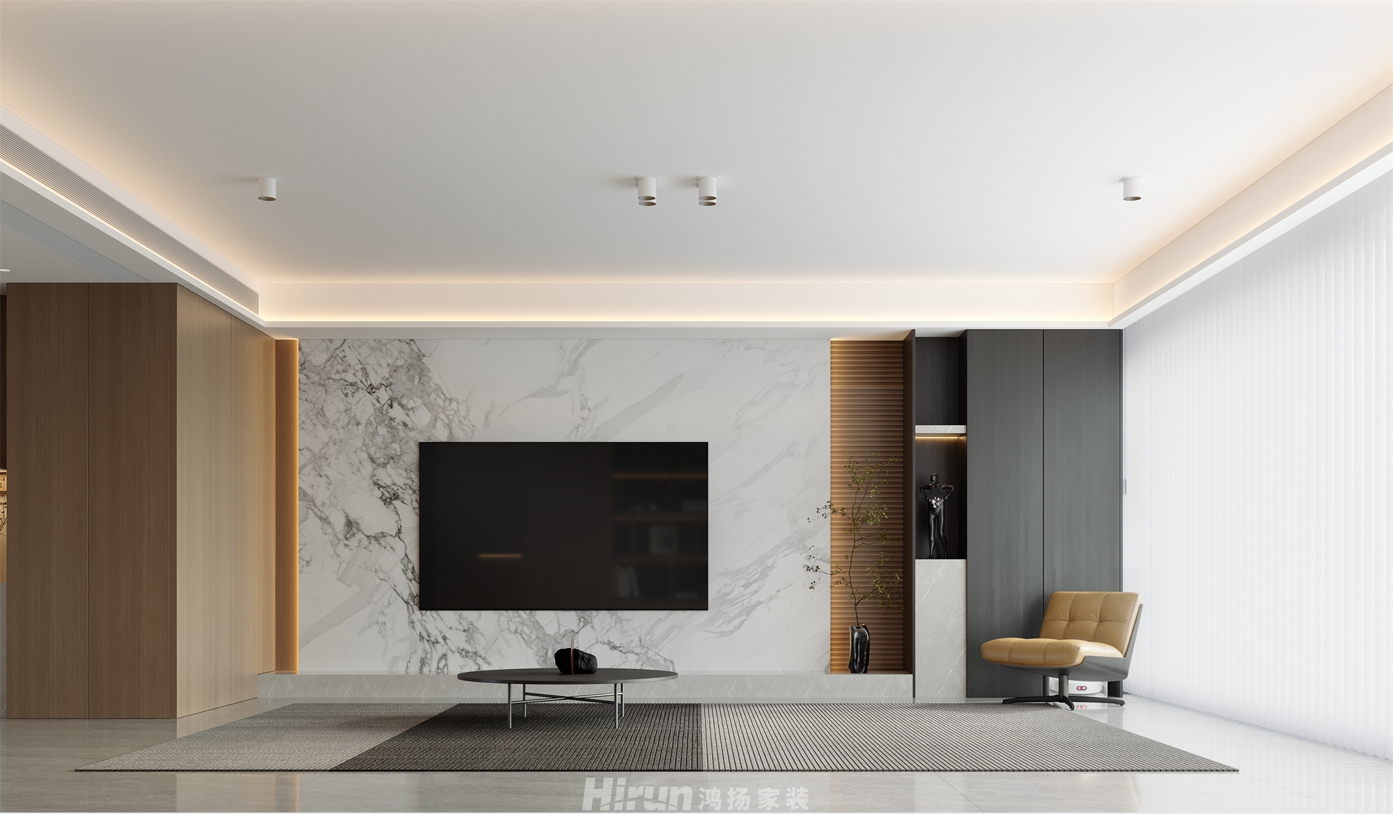 保利天匯168㎡意境東方四居室 裝修案例效果圖-2