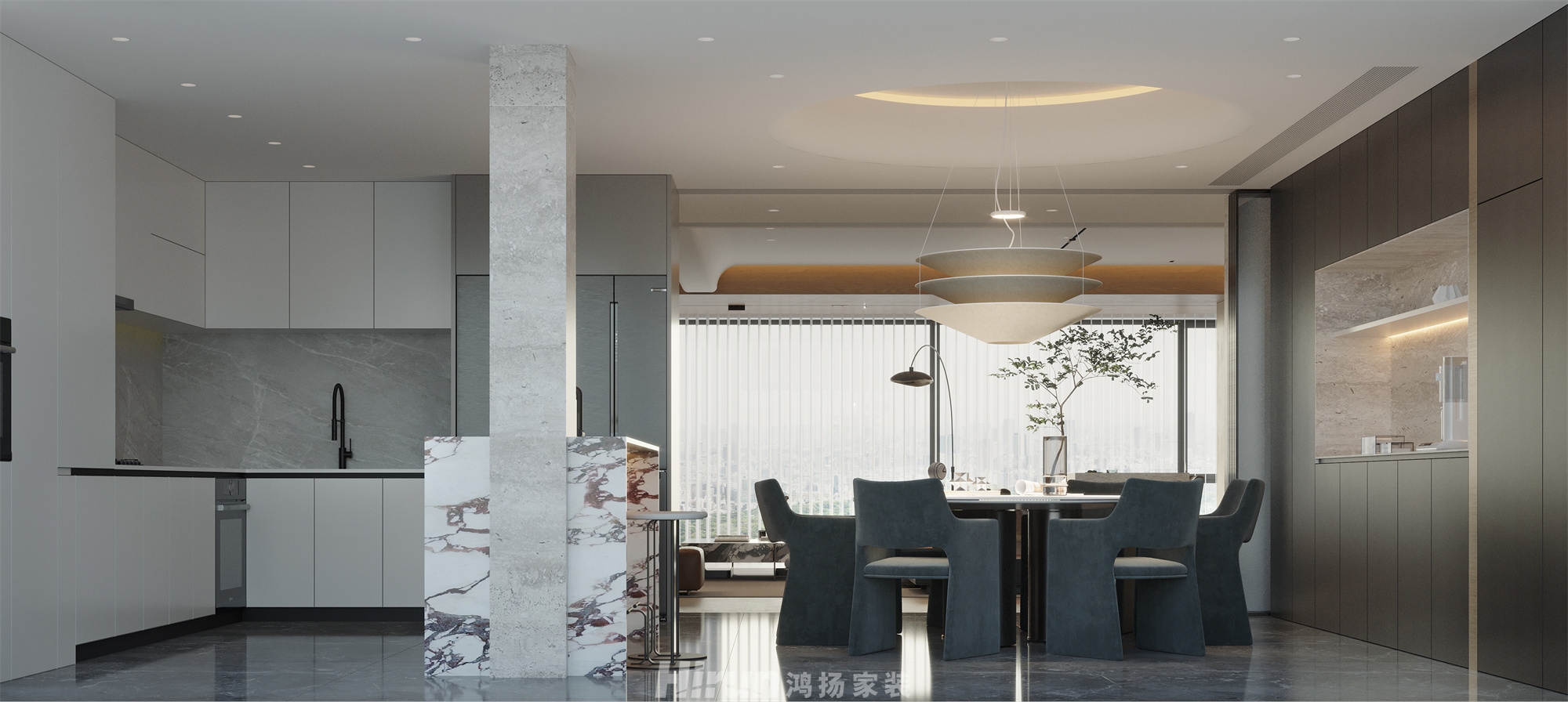 洋湖映243㎡雅致現(xiàn)代大平層 裝修案例效果圖-2