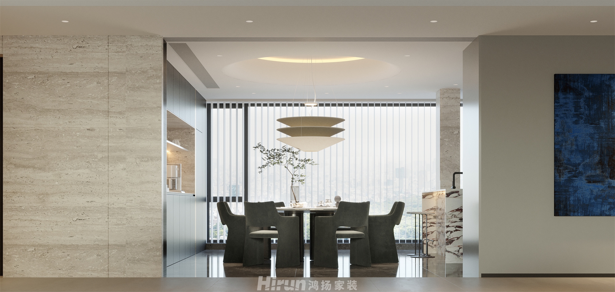 洋湖映243㎡雅致現(xiàn)代大平層 裝修案例效果圖-5