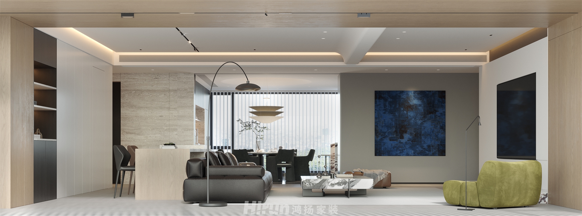 洋湖映243㎡雅致現(xiàn)代大平層 裝修案例效果圖-1