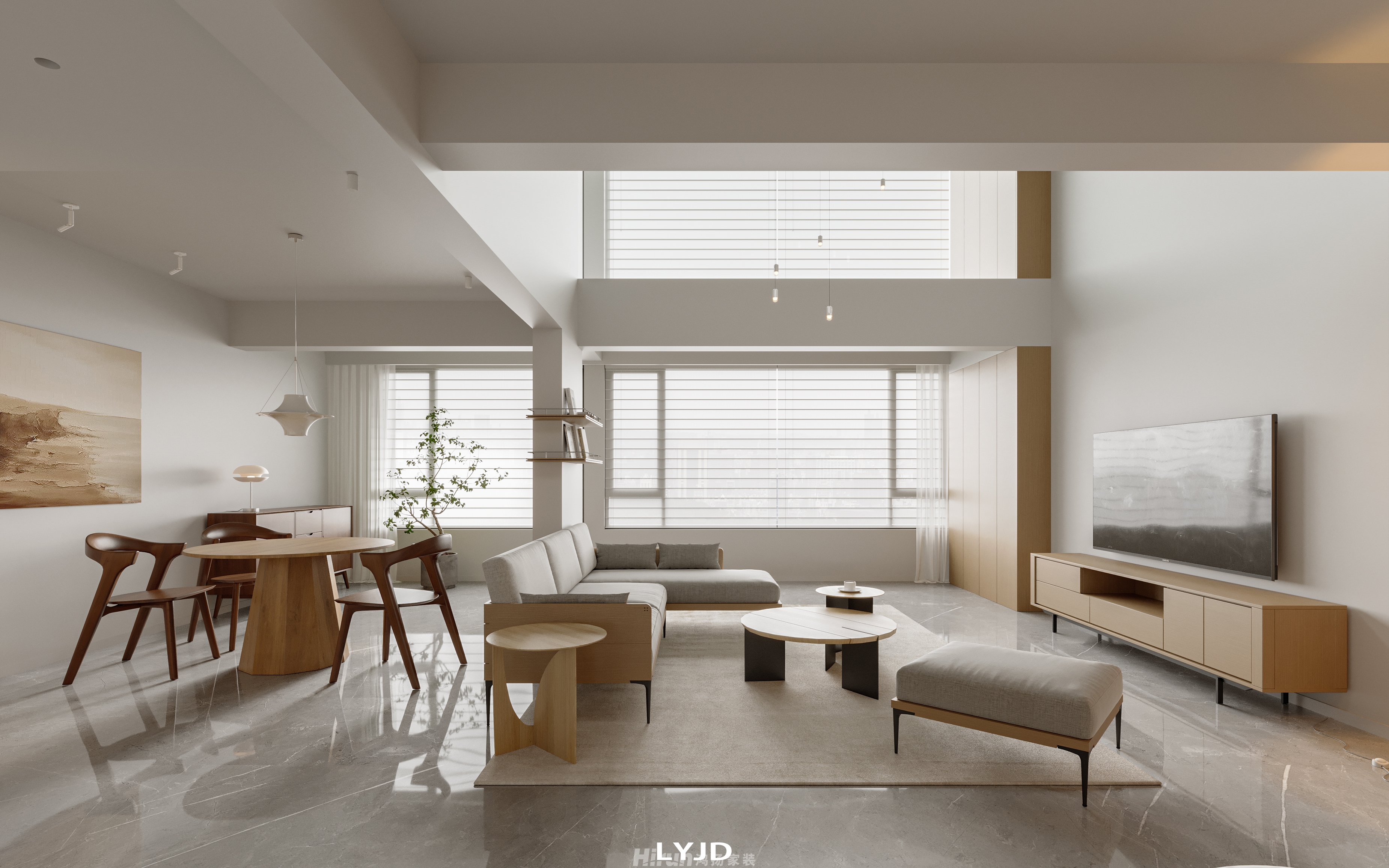 長房嶺秀時代330㎡北歐之光復式 裝修案例效果圖-5