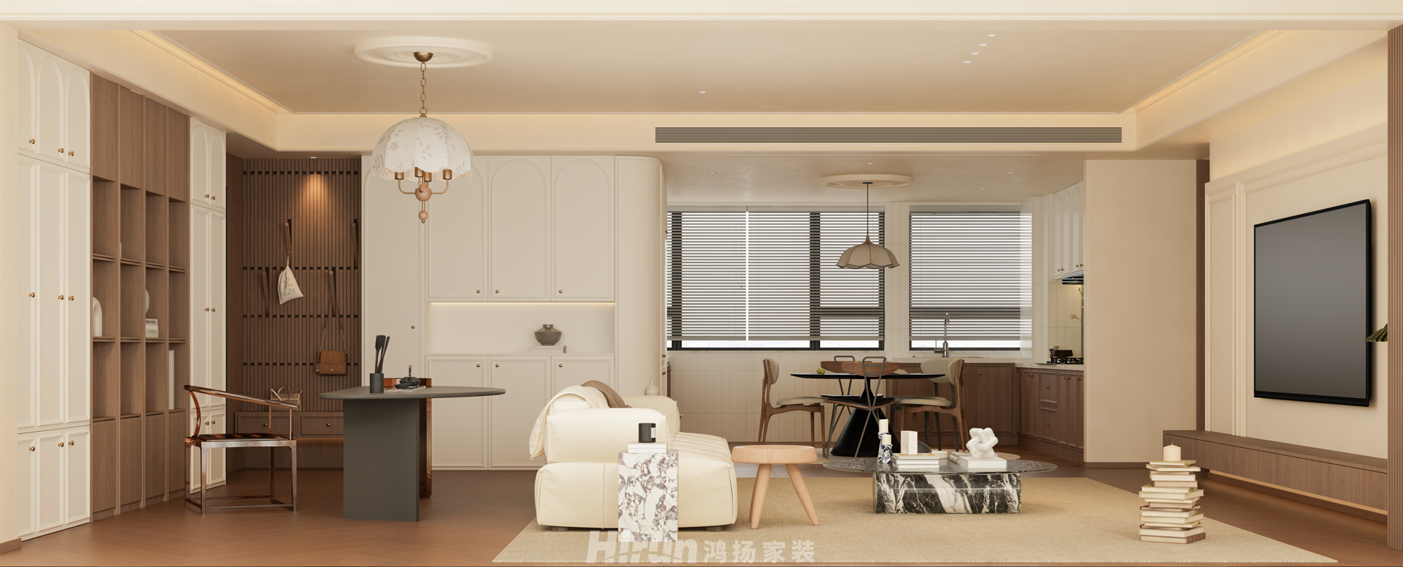 銀港國(guó)際142㎡復(fù)古風(fēng)潮四居室 裝修案例效果圖-3