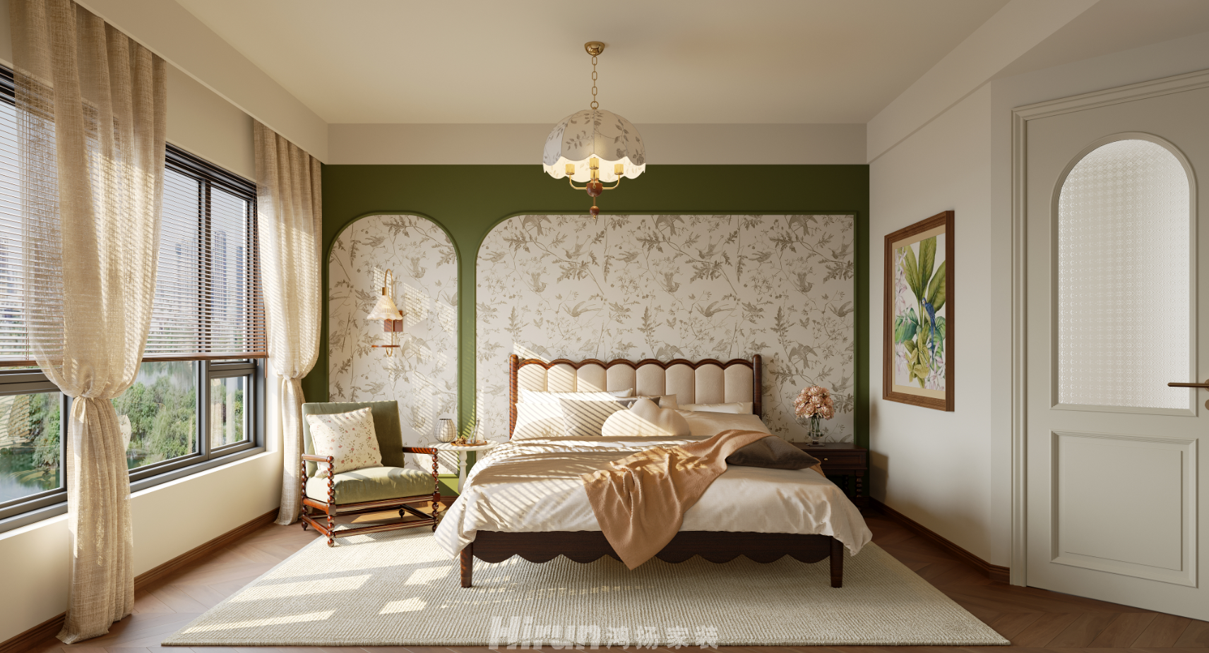 保利國際128㎡復古風潮三居室 裝修案例效果圖-10