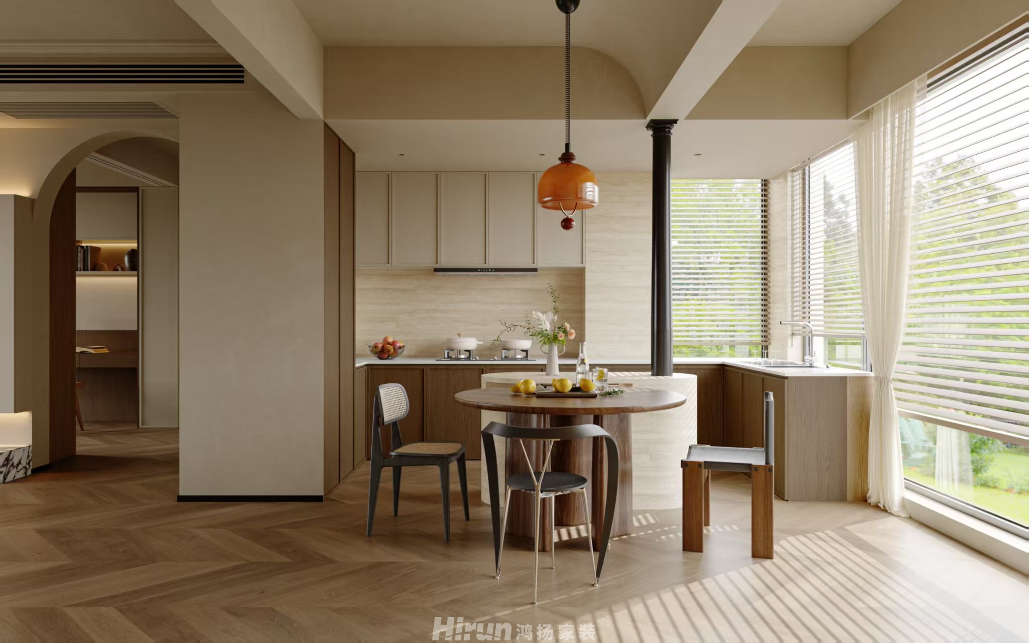 湘江天地168㎡復古風潮四居室 裝修案例效果圖-8