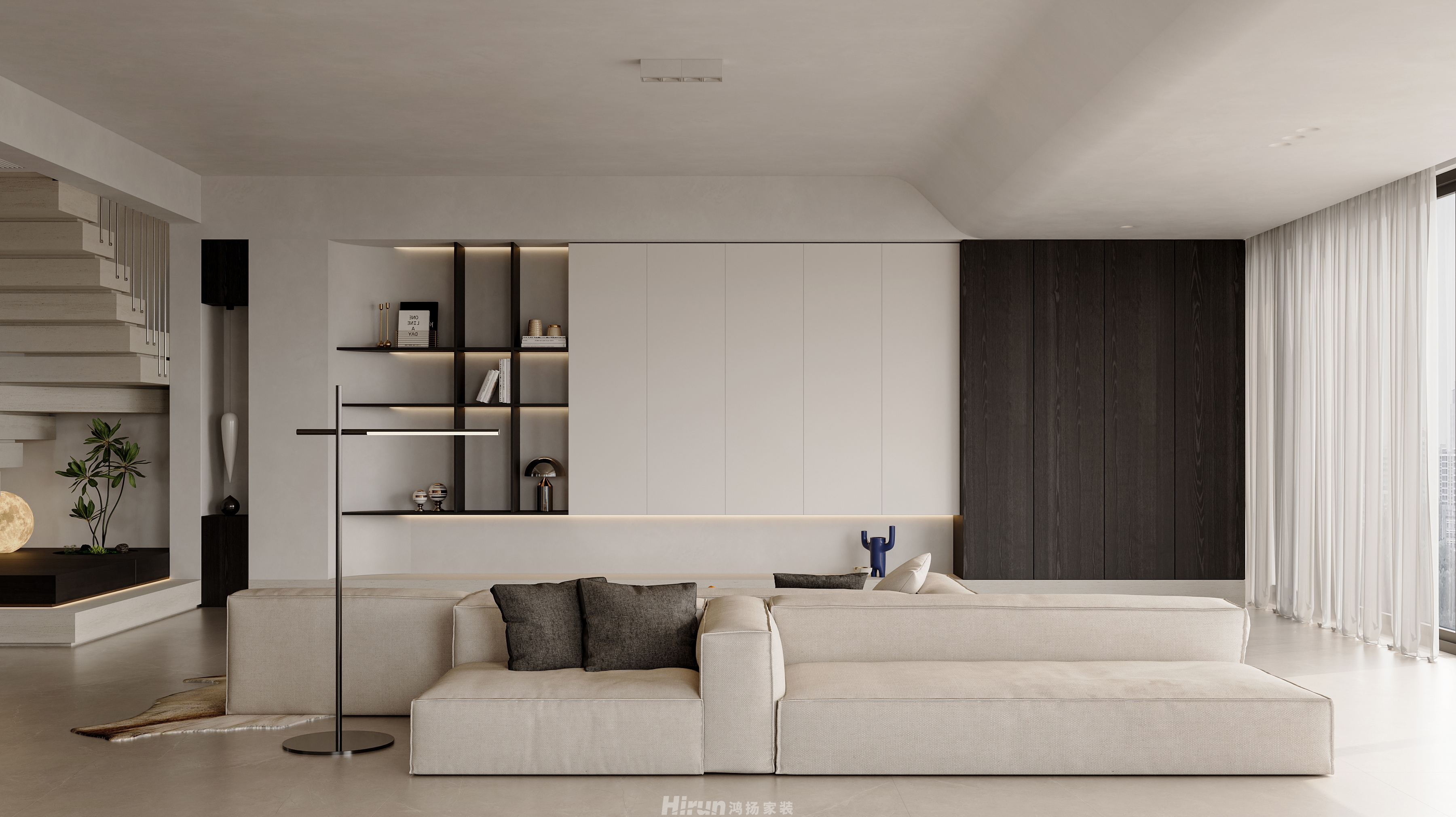 新城明昱東方200㎡雅致現代復式 裝修案例效果圖-5