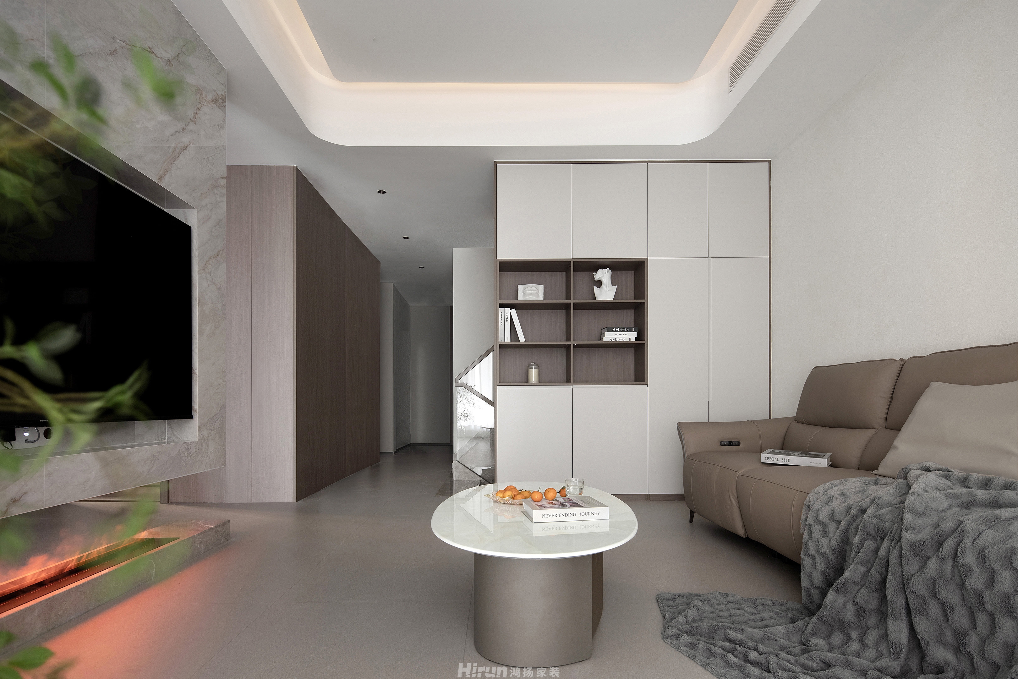 星昇公館下疊實景雅致現代疊墅 裝修案例實景圖-3客廳