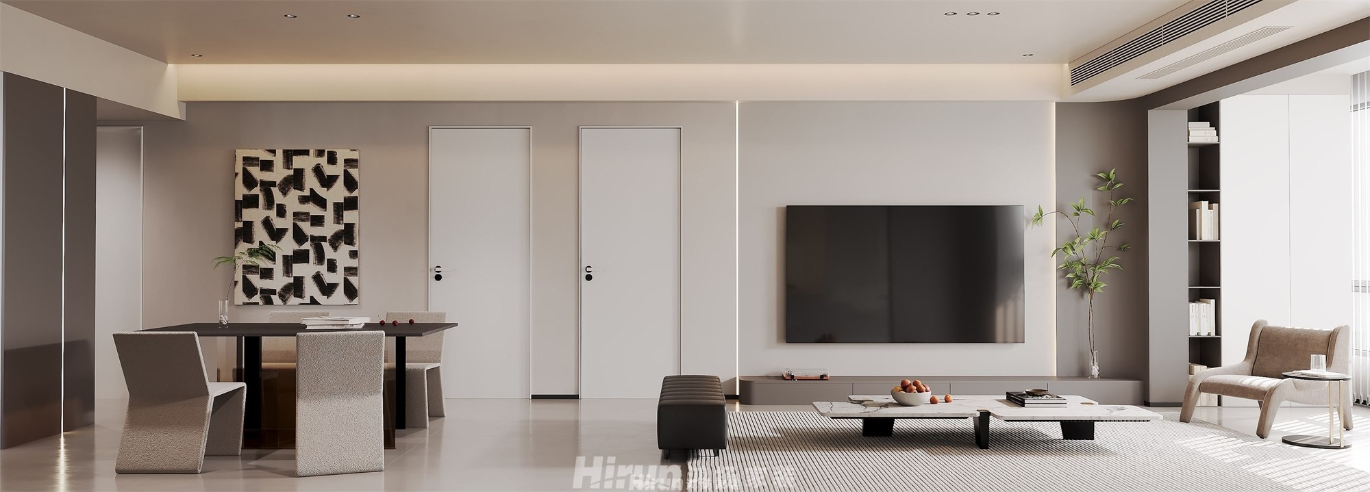 寶能公館140㎡雅致現代三居室 裝修案例效果圖-1