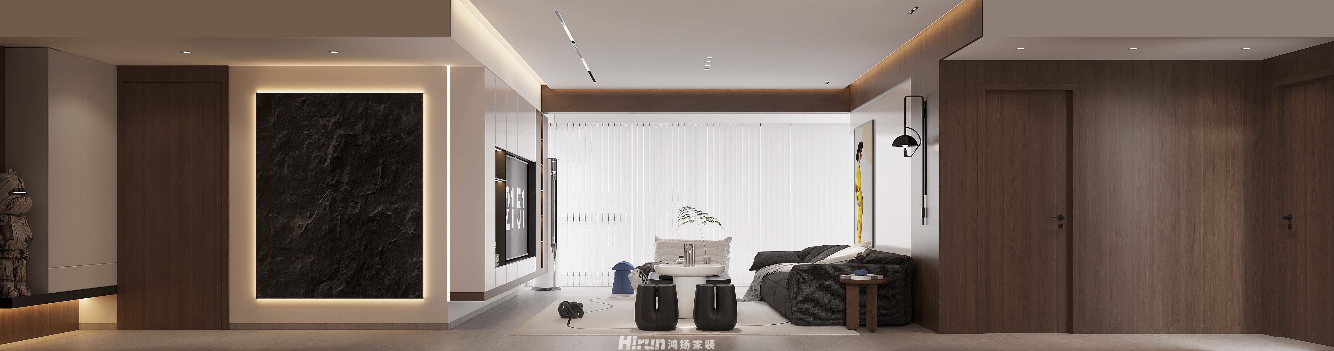 日盛湖湘悅府雅致現代四居室 裝修案例效果圖-2